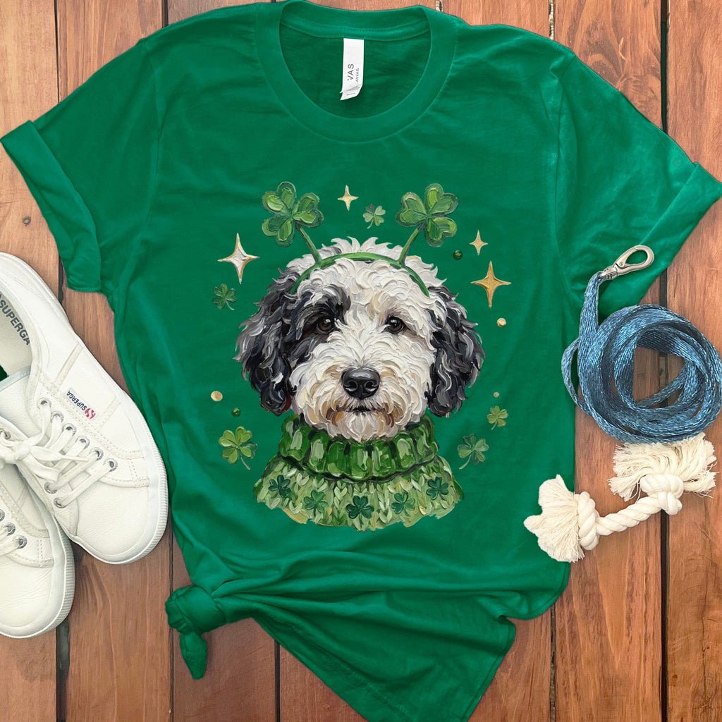 Lucky Parti Goldendoodle T-Shirt in Kelly / S by Puppy Jo