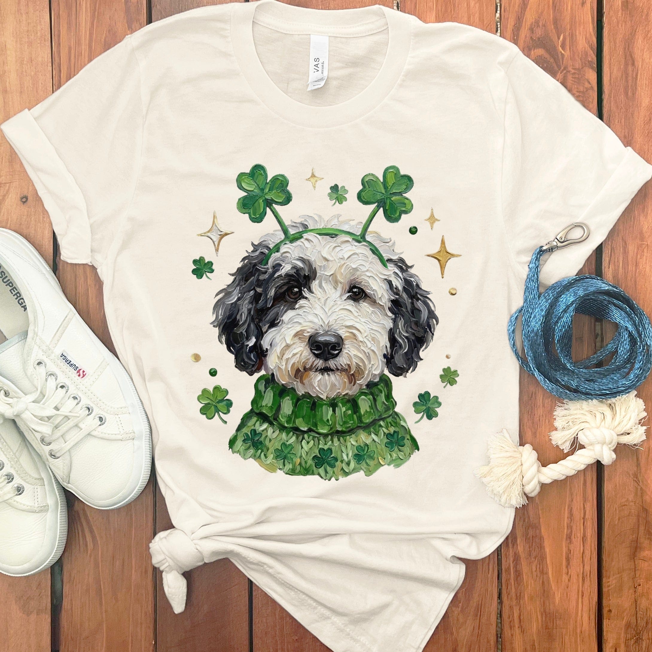 Lucky Parti Goldendoodle T-Shirt in Natural / S by Puppy Jo