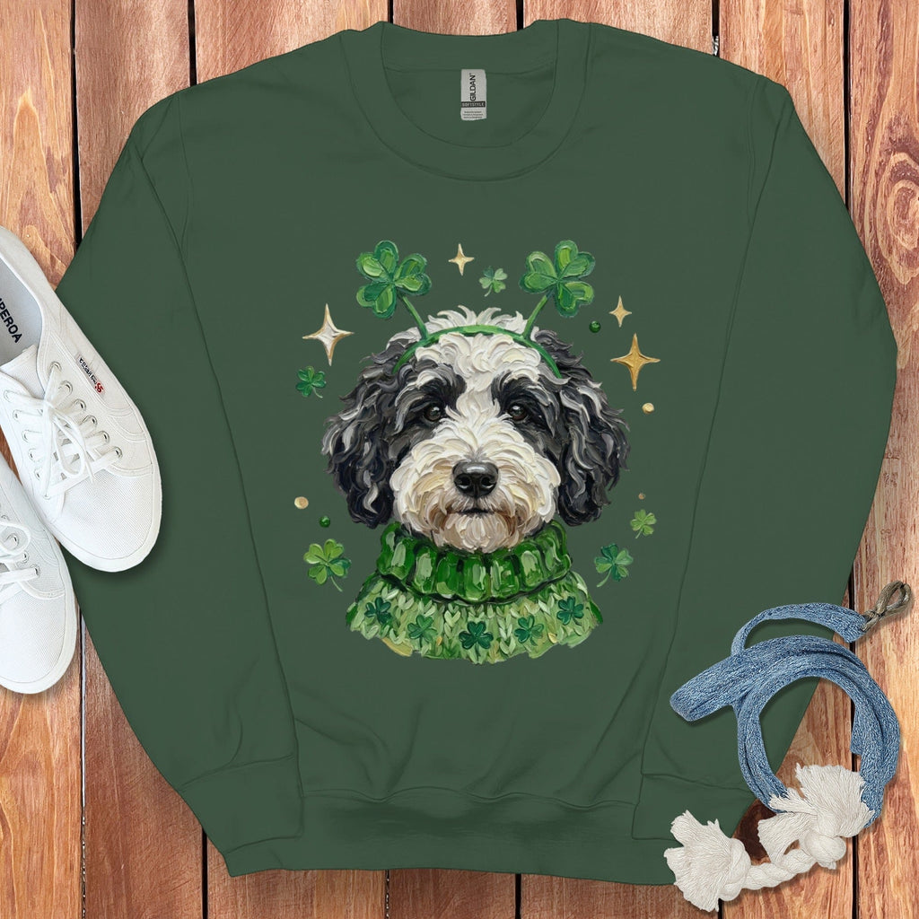 Lucky Schnoodle Sweatshirt in Forest Green / S by Puppy Jo
