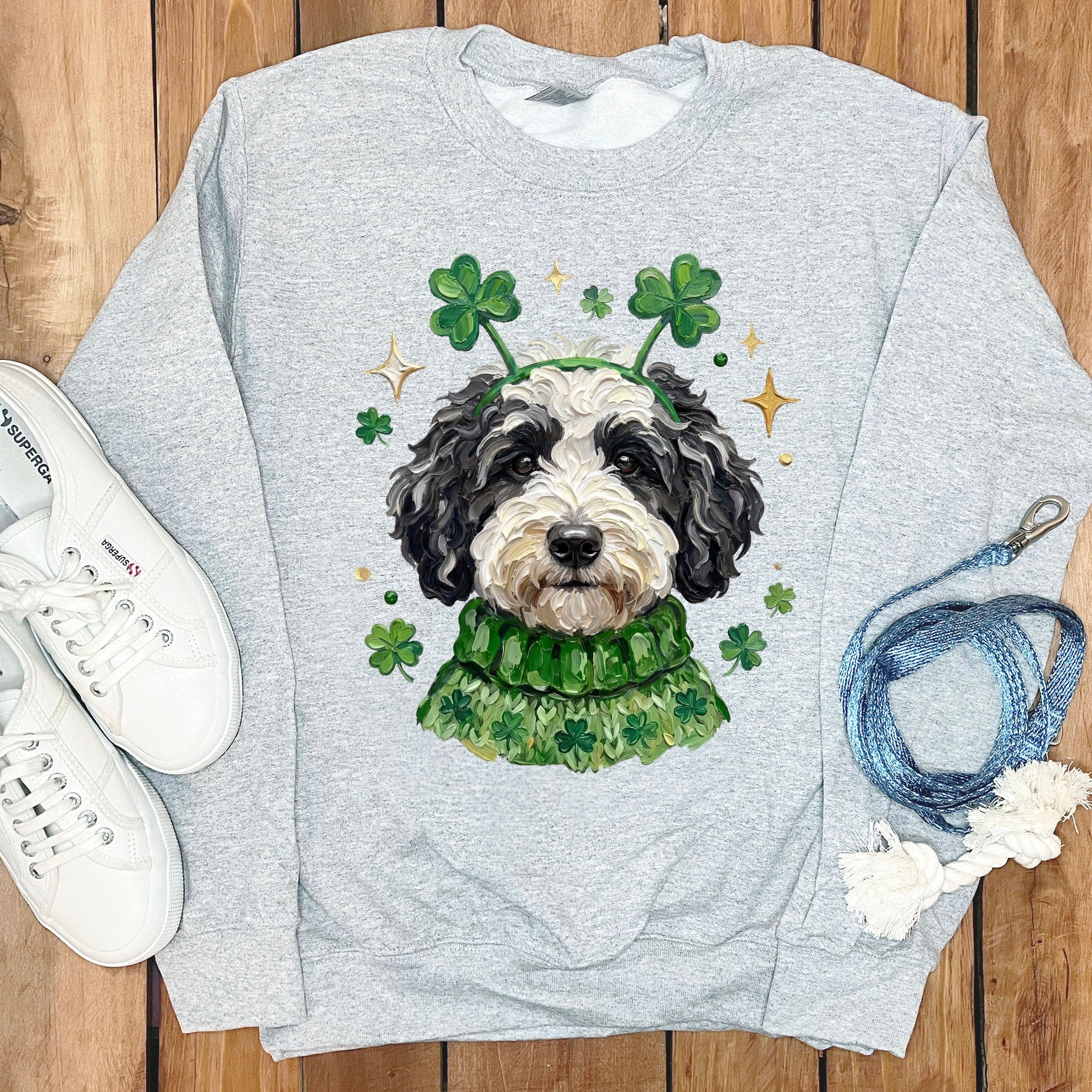 Lucky Schnoodle Sweatshirt in Sport Grey / S by Puppy Jo