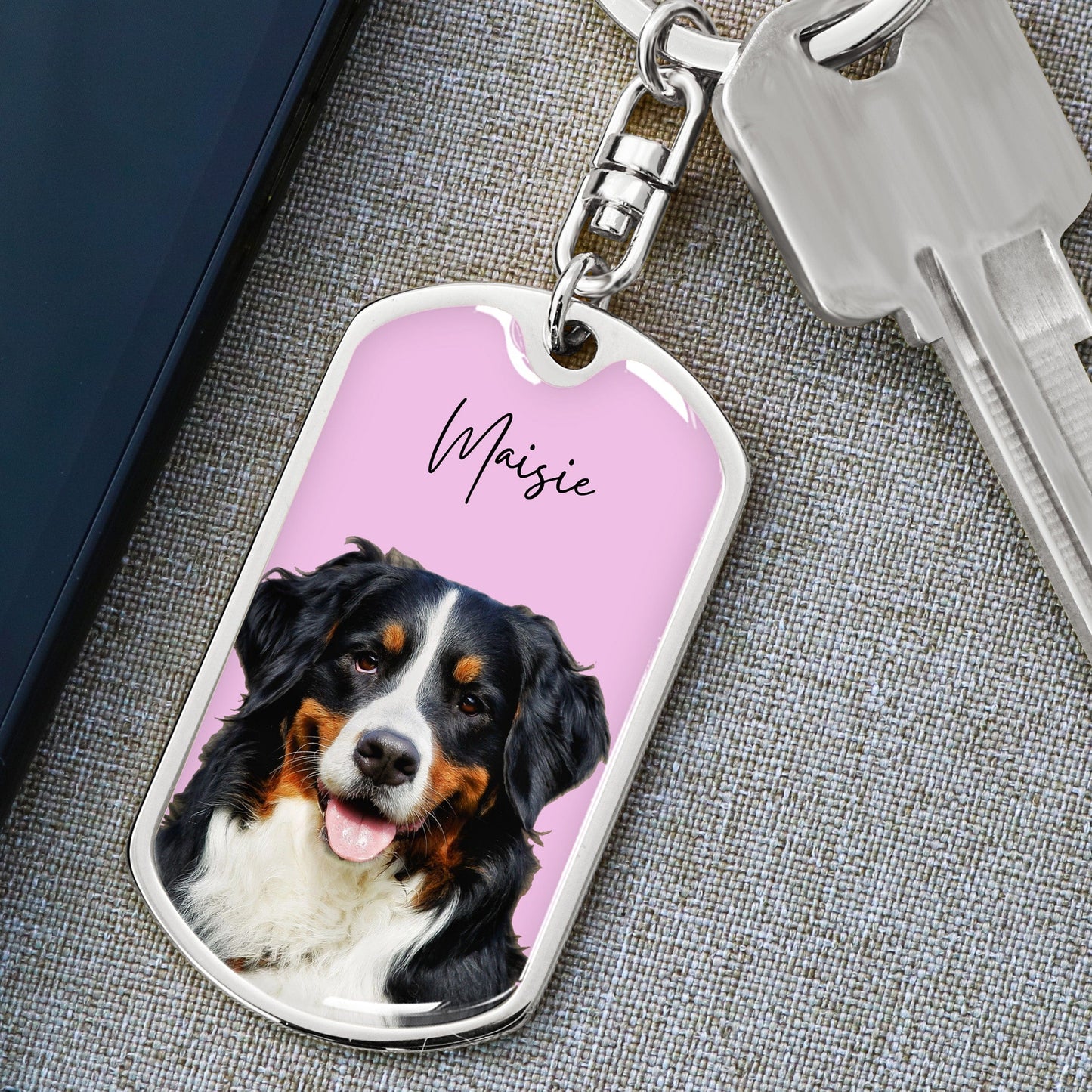 CUSTOM DOG TAG PHOTO KEYCHAIN