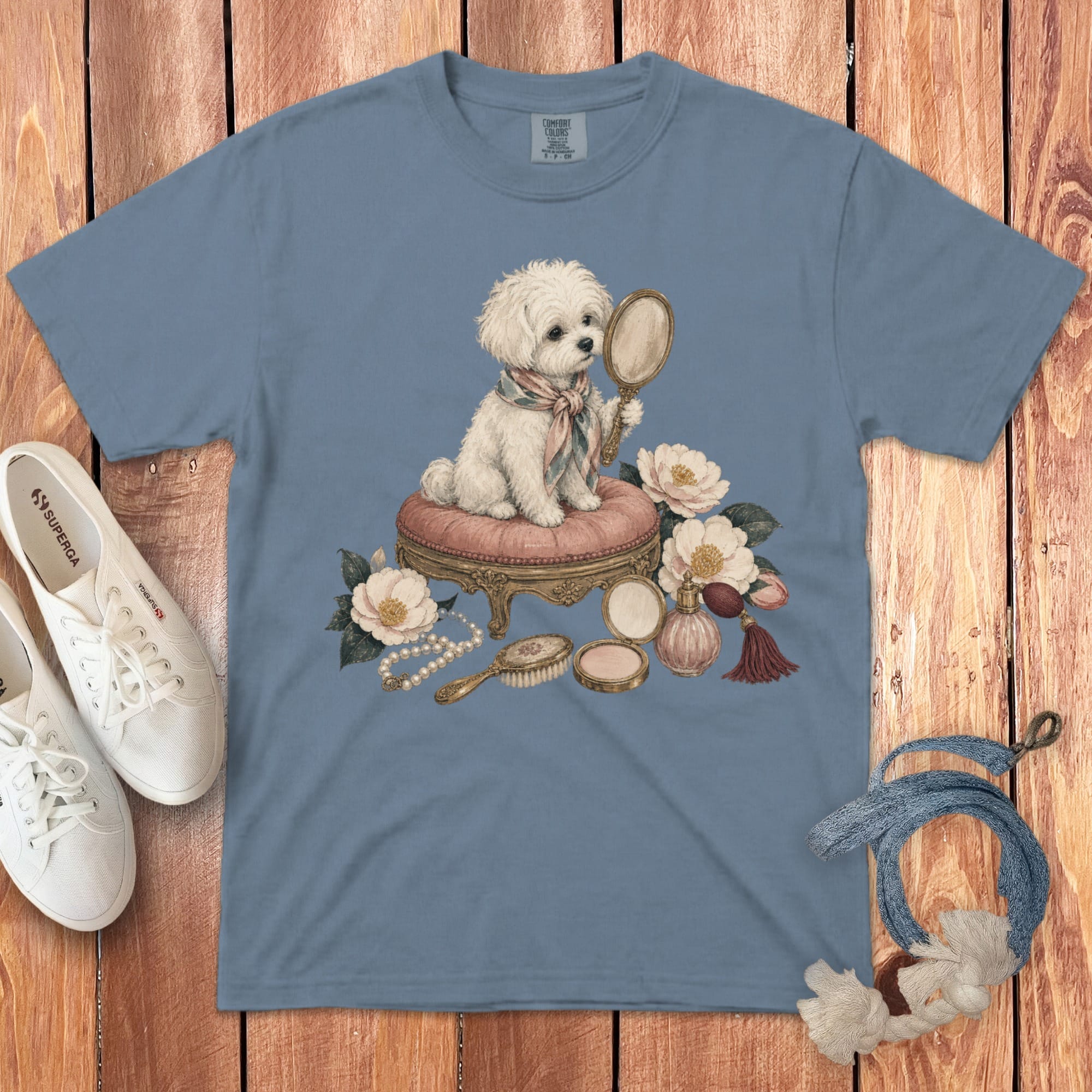 Maltipoo Beauty Signature T-Shirt in Blue Jean / S by Puppy Jo