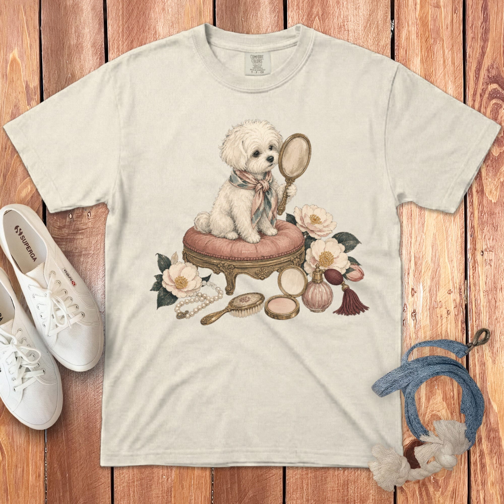 Maltipoo Beauty Signature T-Shirt in Ivory / S by Puppy Jo