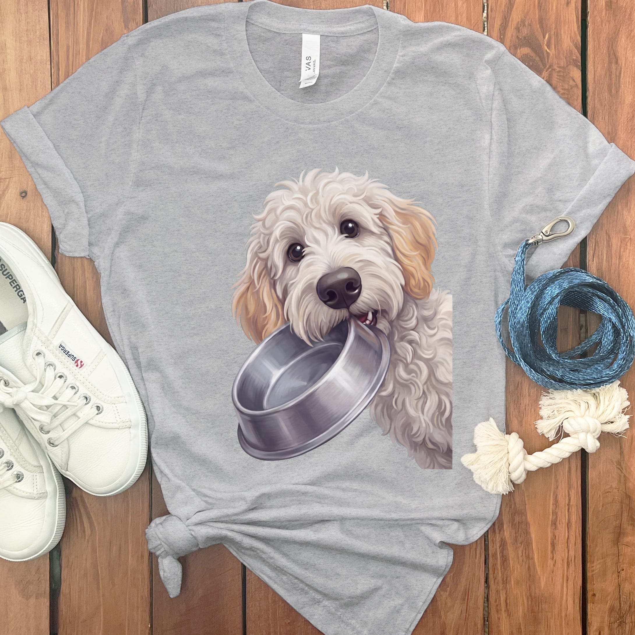 Maltipoo Bowl T-Shirt in Athletic Heather / S by Puppy Jo