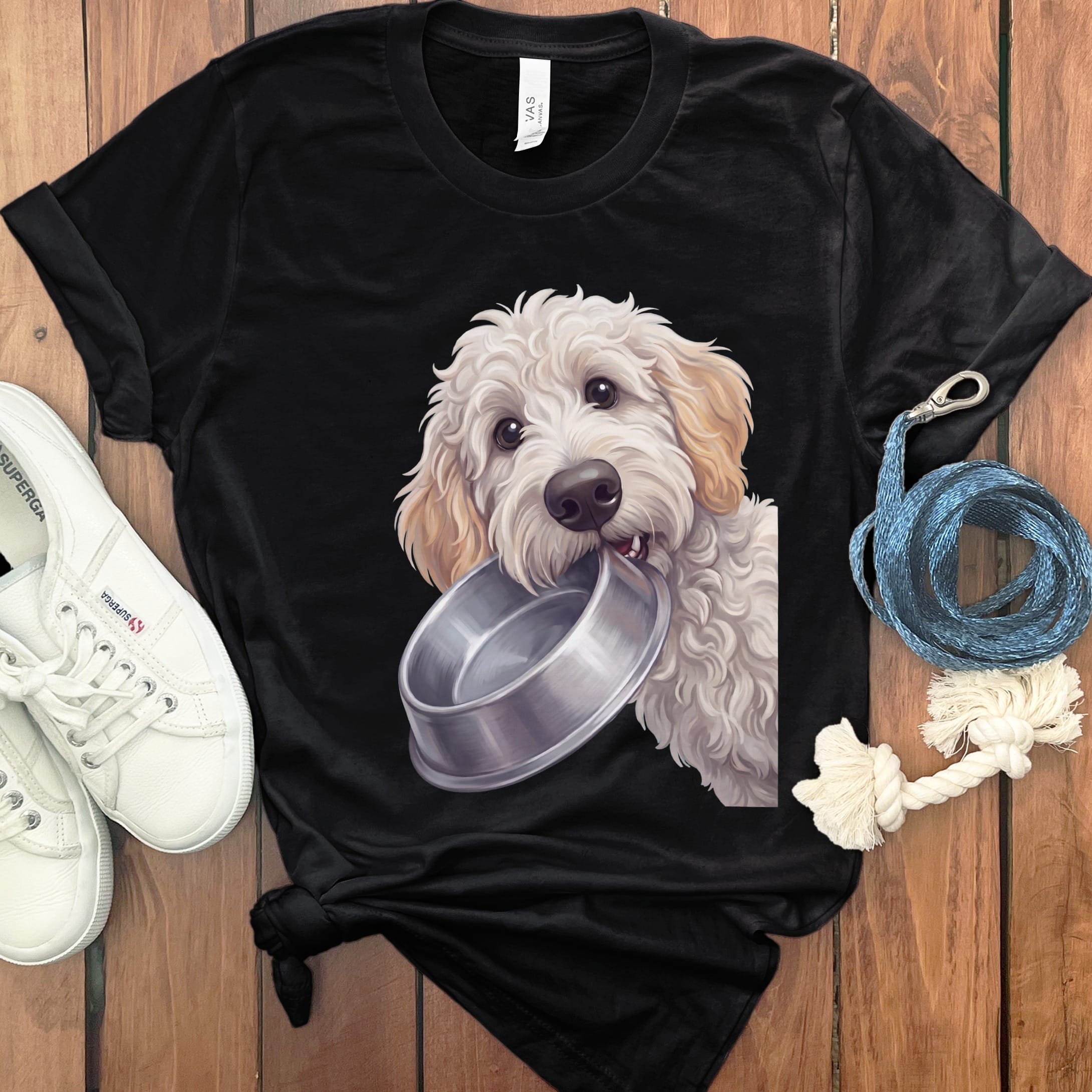 Maltipoo Bowl T-Shirt in Black / S by Puppy Jo
