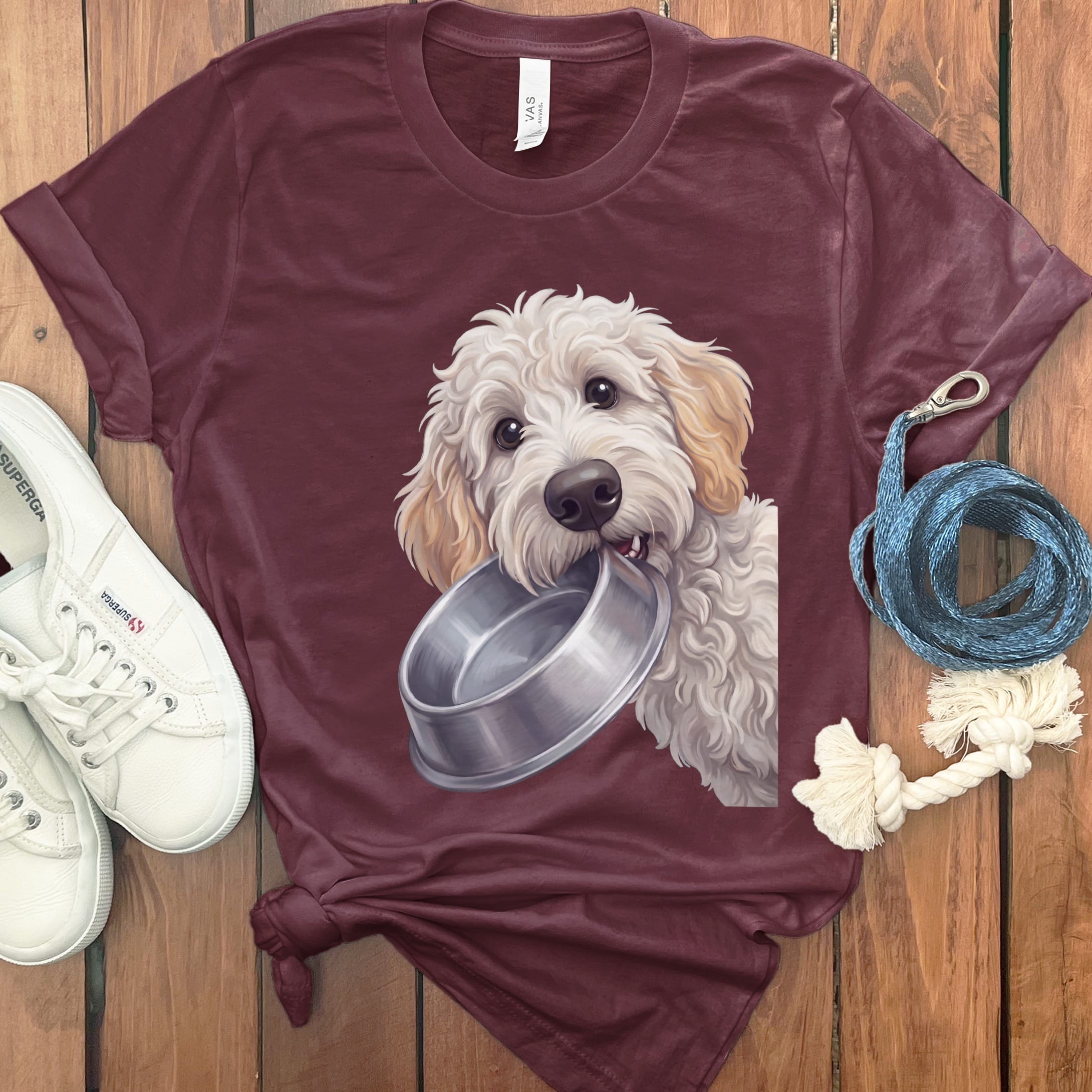 Maltipoo Bowl T-Shirt in Maroon / S by Puppy Jo