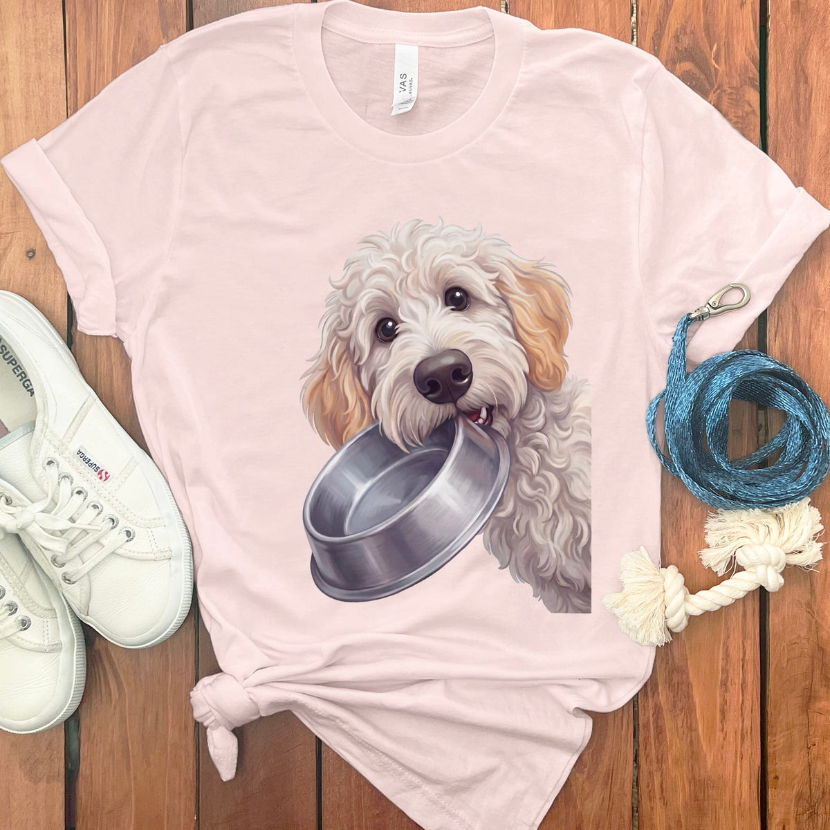 Maltipoo Bowl T-Shirt in Soft Pink / S by Puppy Jo