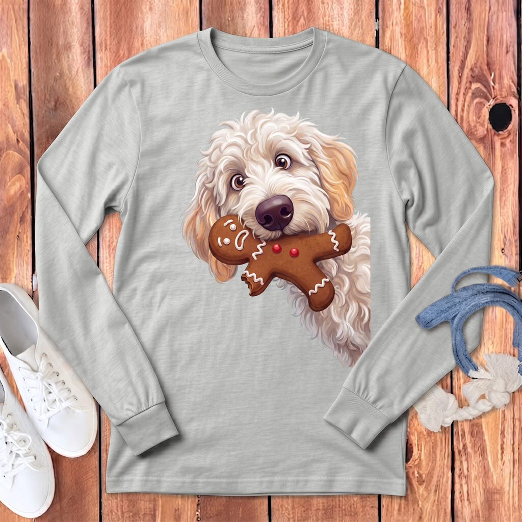 Maltipoo Cookie Thief Long Sleeve T-Shirt in Athletic Heather / S by Puppy Jo