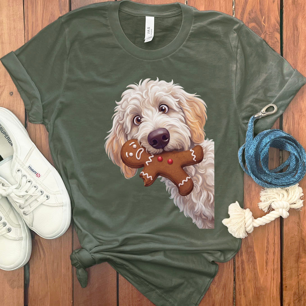 Maltipoo Cookie Thief T-Shirt in Military Green / S by Puppy Jo