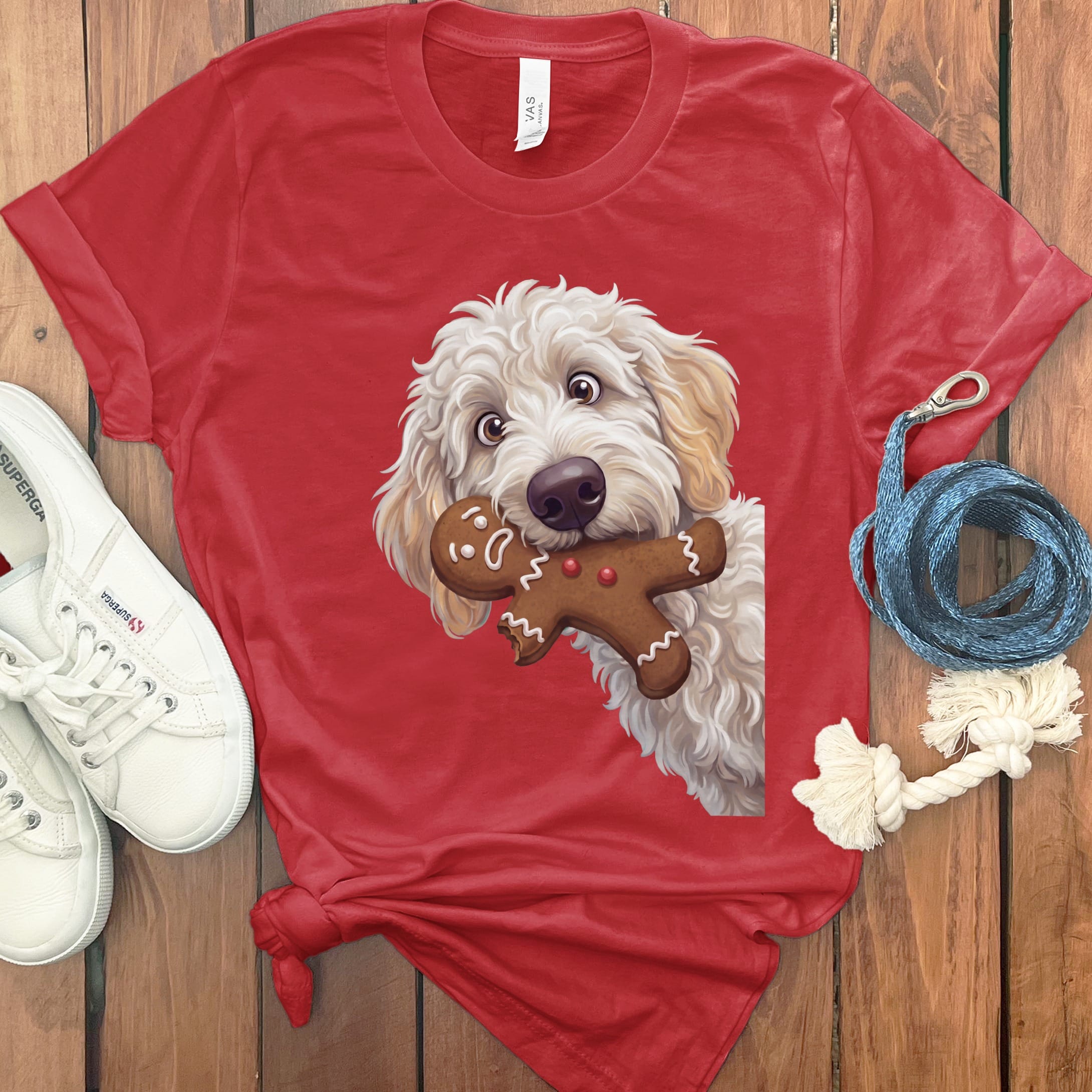 Maltipoo Cookie Thief T-Shirt in Red / S by Puppy Jo