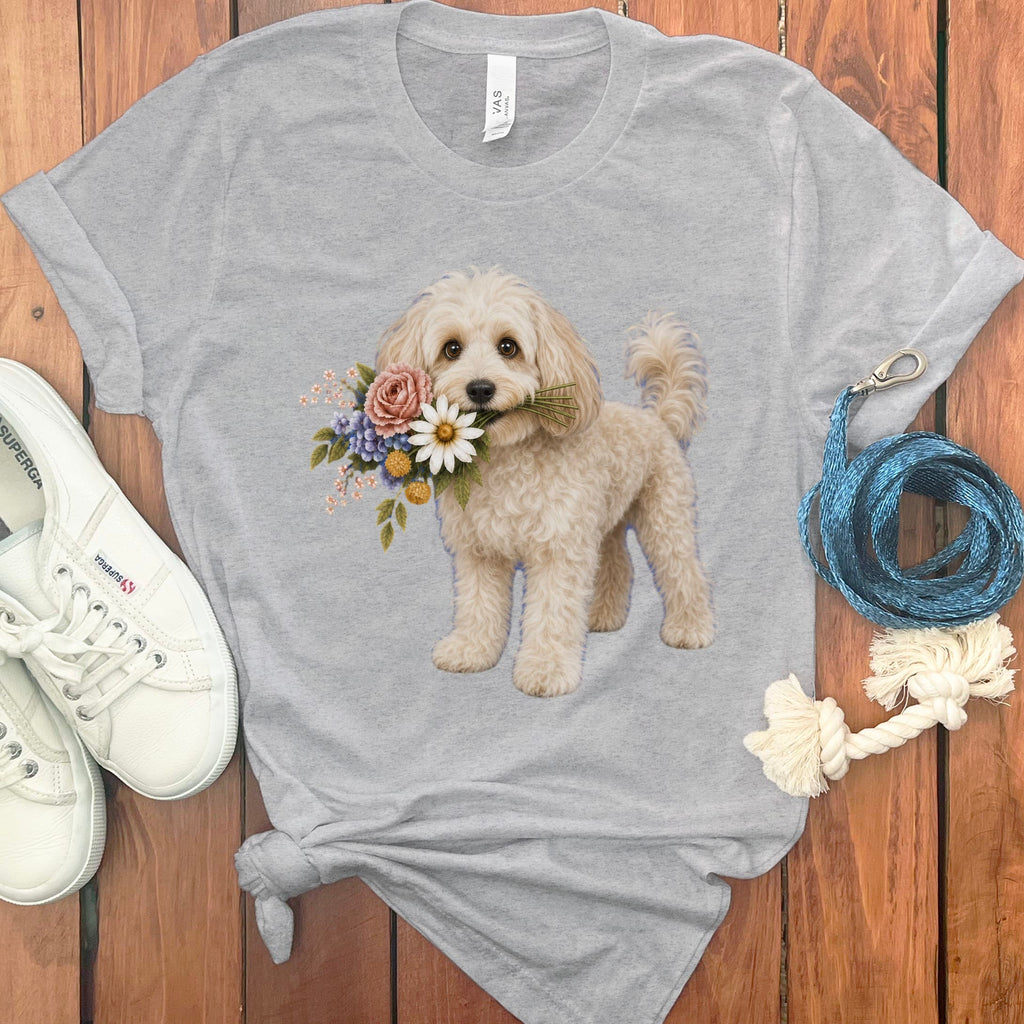 Maltipoo Flower Shop T-Shirt in Athletic Heather / S by Puppy Jo