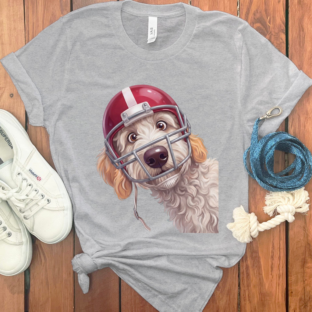 Maltipoo Football Helmet T-Shirt in Athletic Heather / S by Puppy Jo