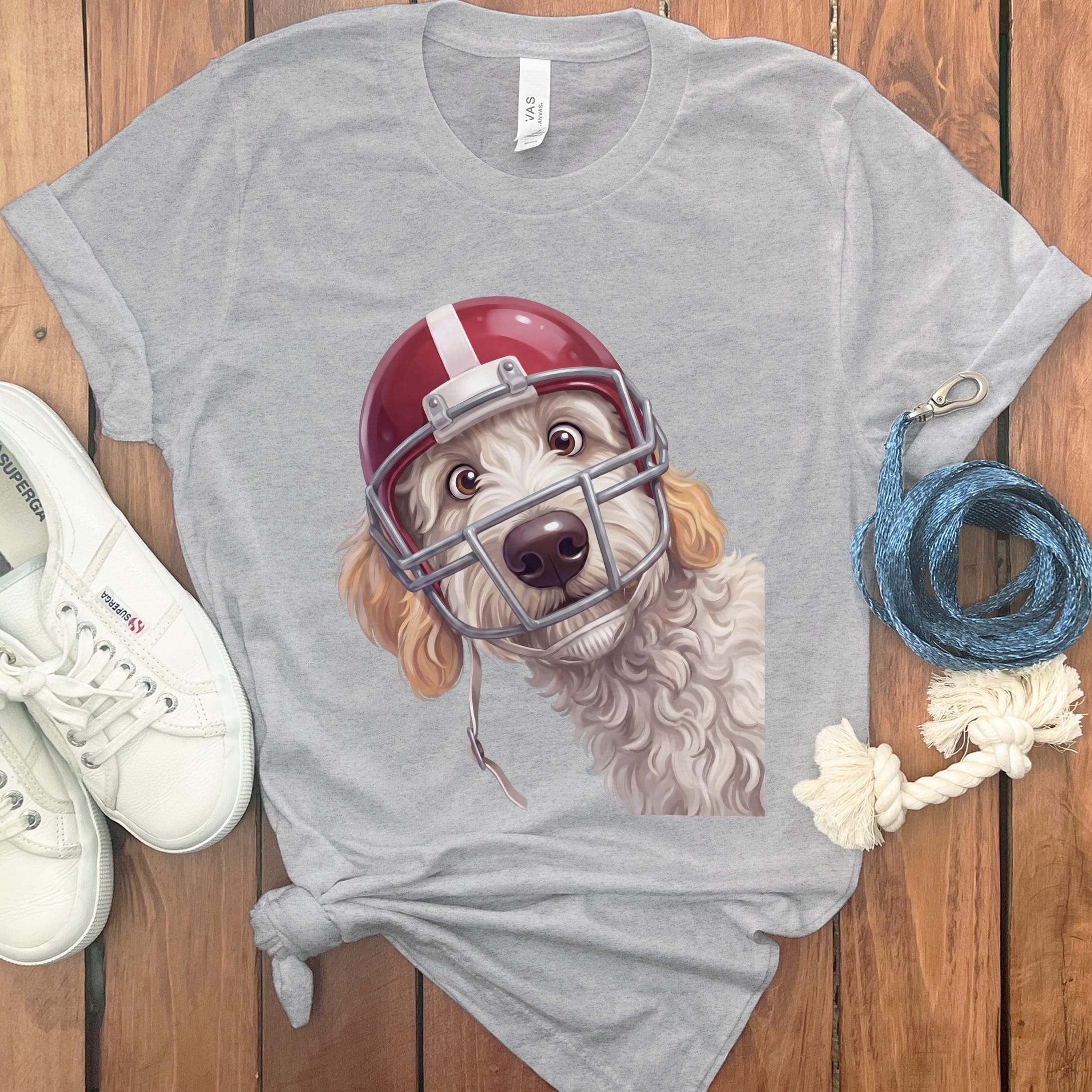 Maltipoo Football Helmet T-Shirt in Athletic Heather / S by Puppy Jo