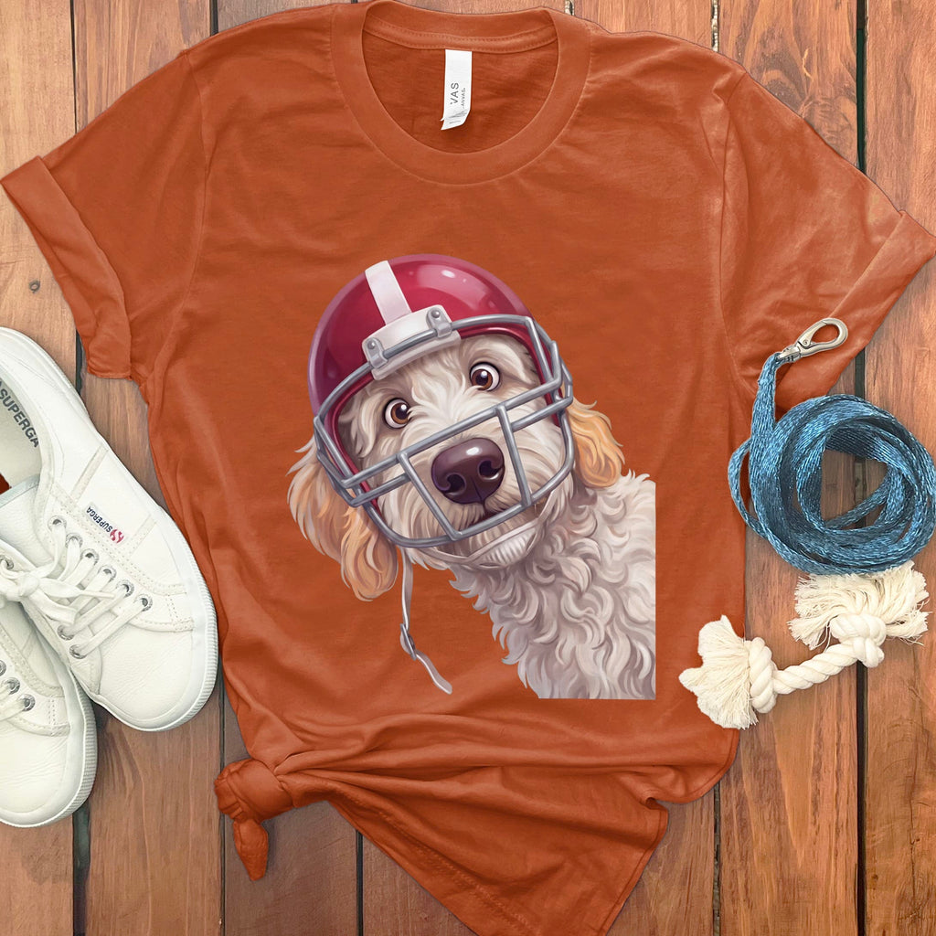 Maltipoo Football Helmet T-Shirt in Autumn / S by Puppy Jo