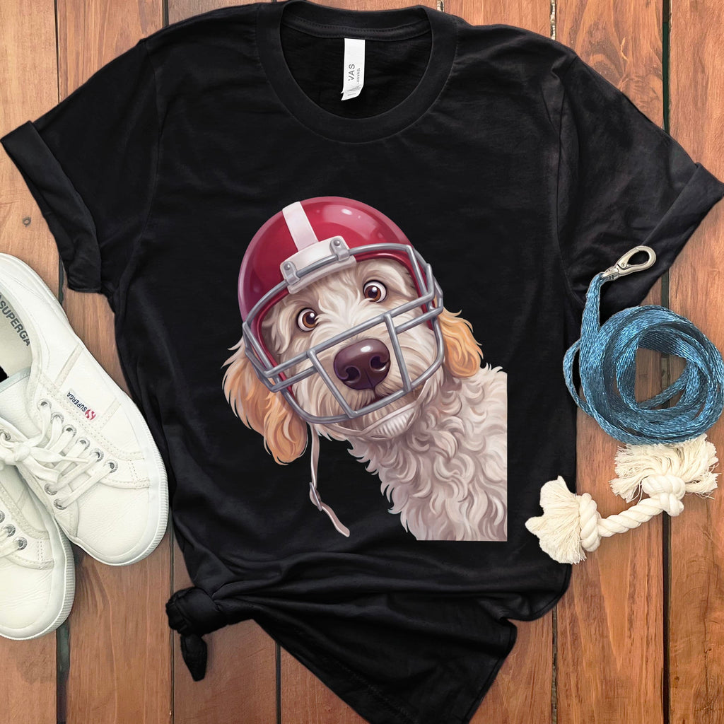 Maltipoo Football Helmet T-Shirt in Black / S by Puppy Jo