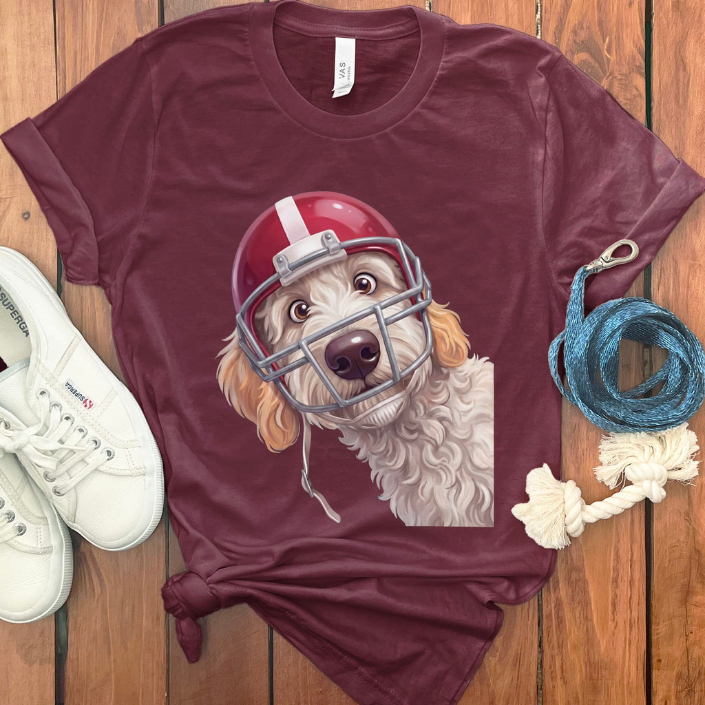 Maltipoo Football Helmet T-Shirt in Maroon / S by Puppy Jo