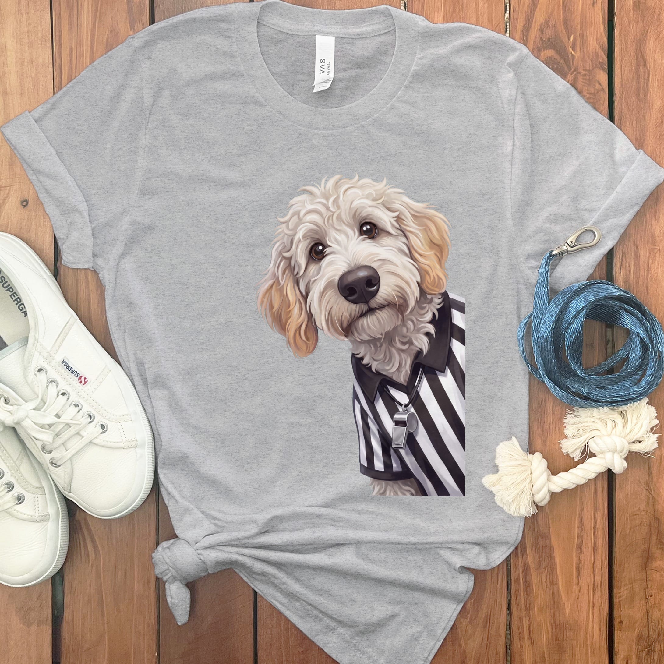 Maltipoo Football Referee T-Shirt in Athletic Heather / S by Puppy Jo