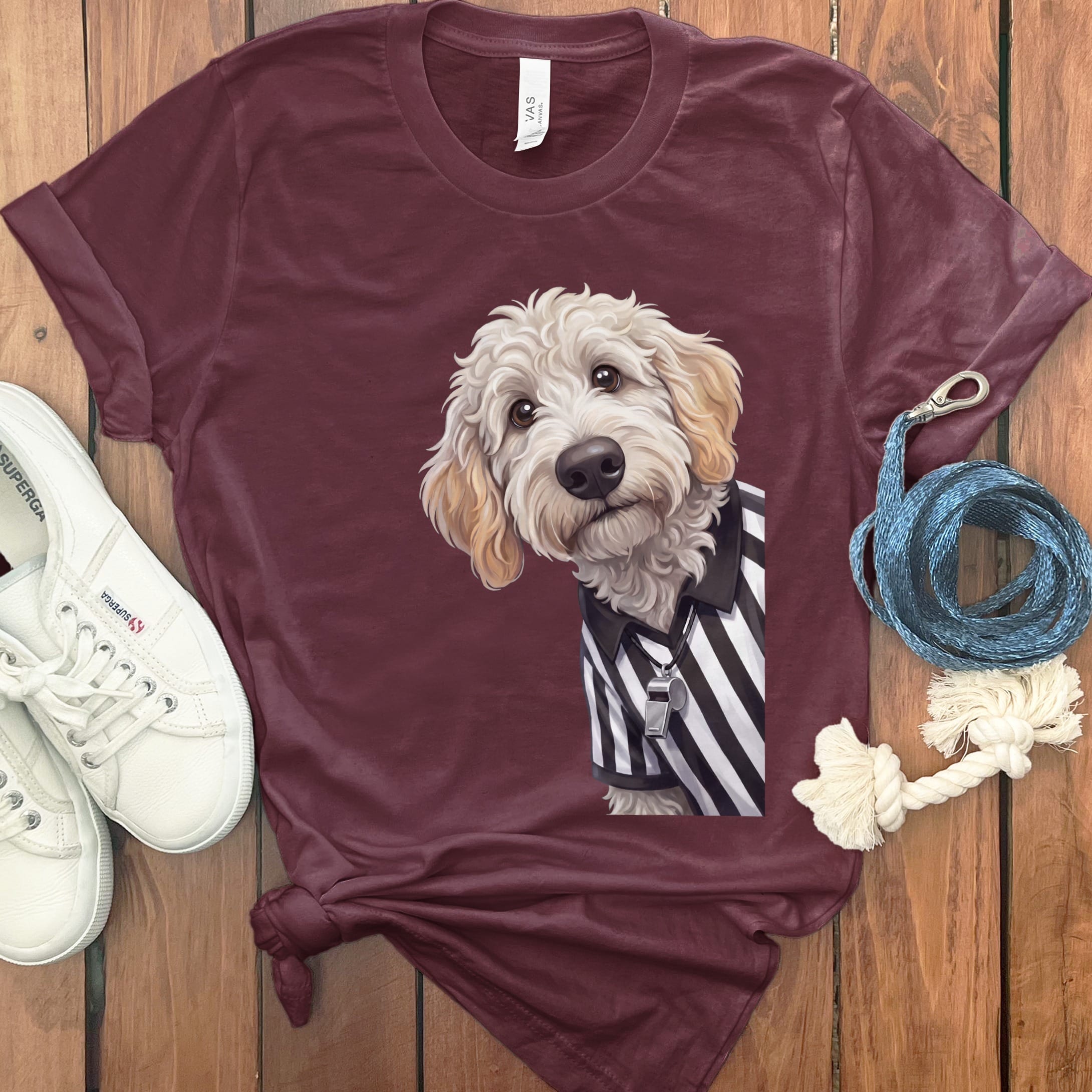 Maltipoo Football Referee T-Shirt in Maroon / S by Puppy Jo