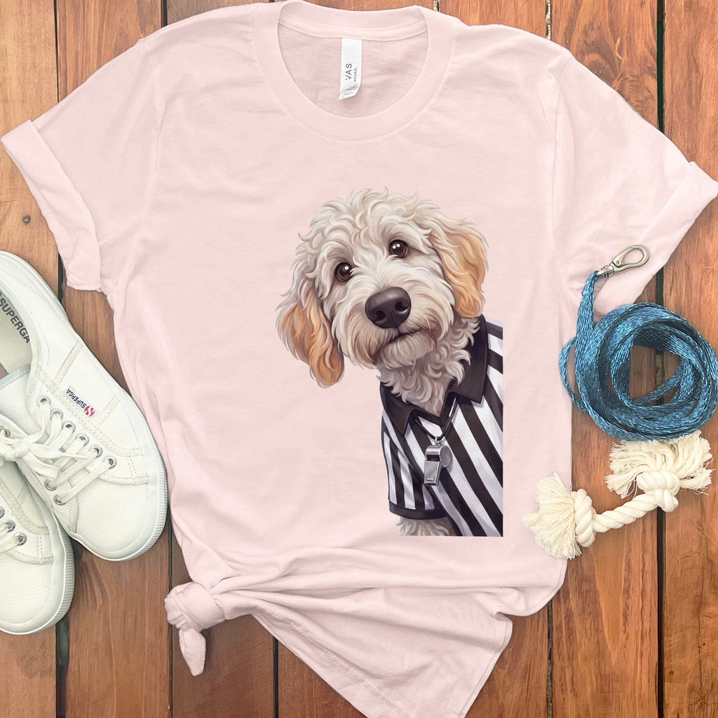 Maltipoo Football Referee T-Shirt in Soft Pink / S by Puppy Jo