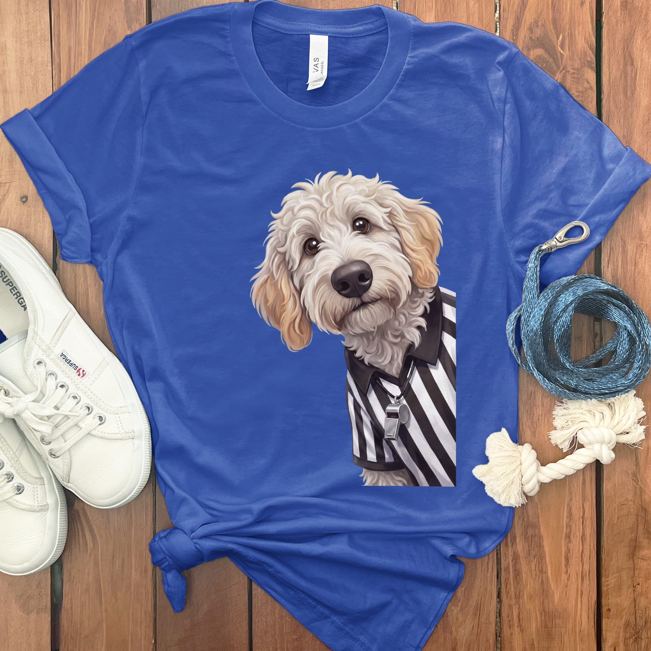 Maltipoo Football Referee T-Shirt in True Royal / S by Puppy Jo