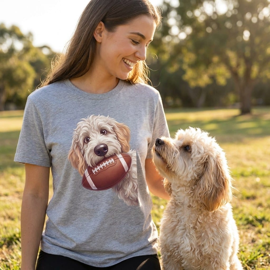 Maltipoo Football T-Shirt in by Puppy Jo