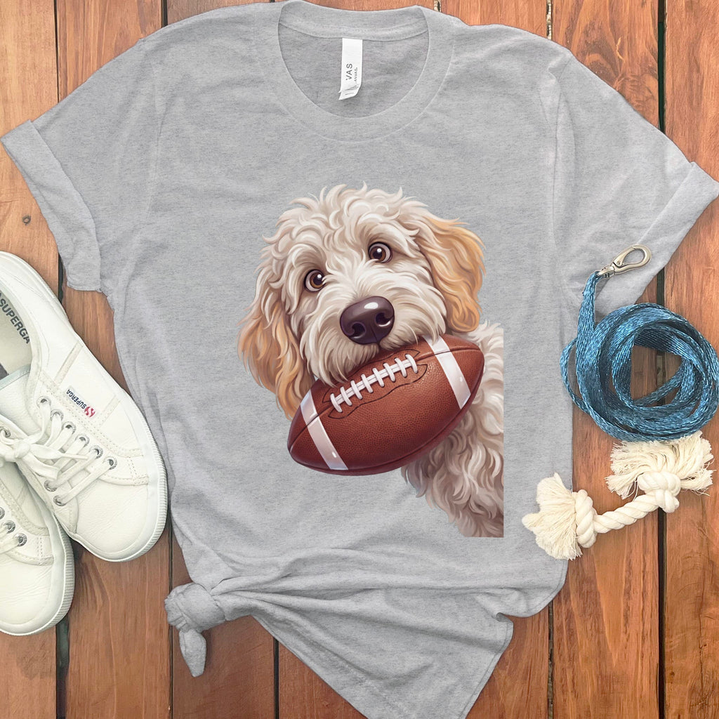 Maltipoo Football T-Shirt in S / Athletic Heather by Puppy Jo