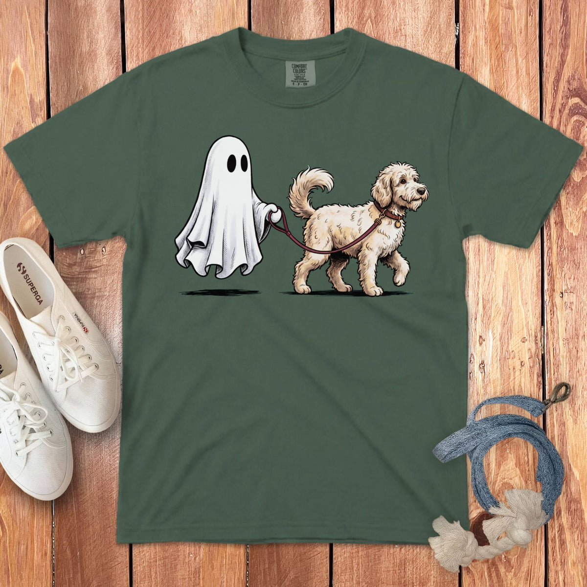 Maltipoo Ghost Walk Signature T-Shirt in Blue Spruce / S by Puppy Jo