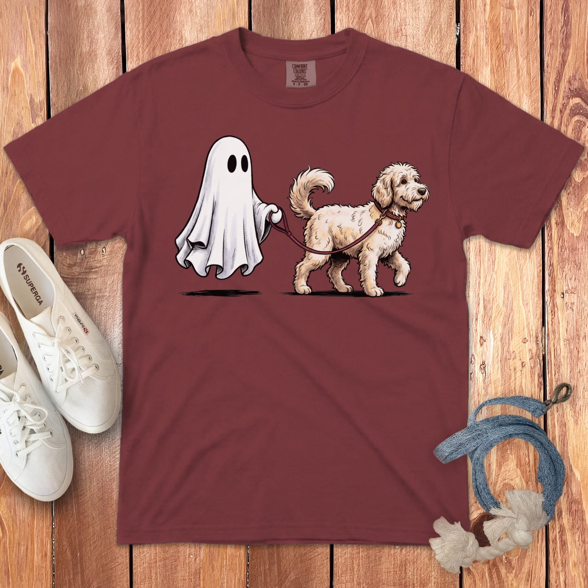 Maltipoo Ghost Walk Signature T-Shirt in Chili / S by Puppy Jo