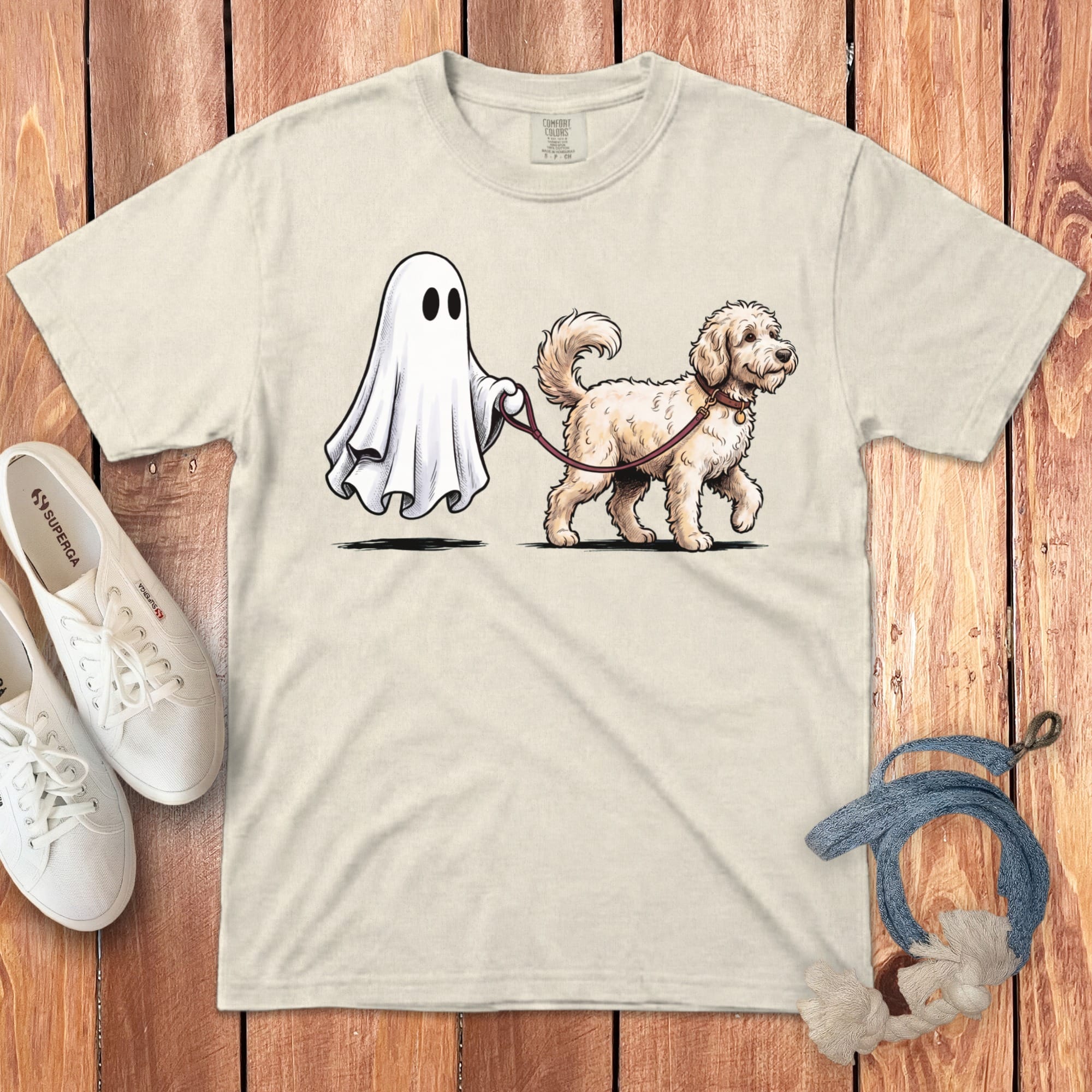 Maltipoo Ghost Walk Signature T-Shirt in Ivory / S by Puppy Jo