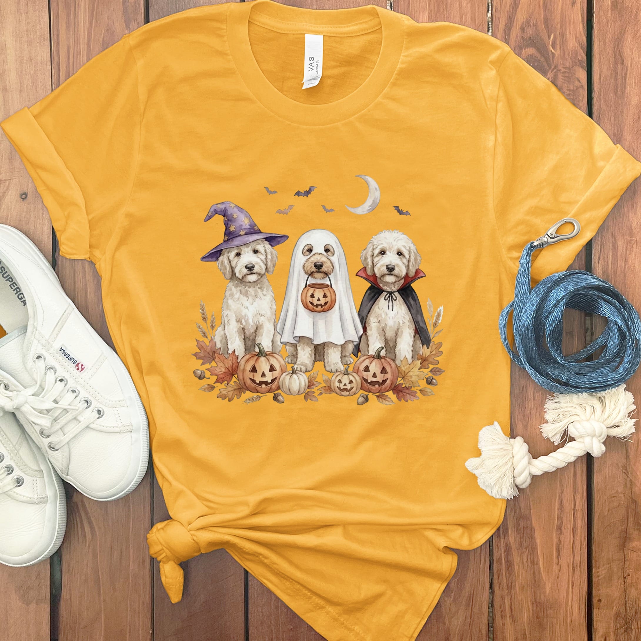 Maltipoo Halloween Crew T-Shirt in Gold / S by Puppy Jo