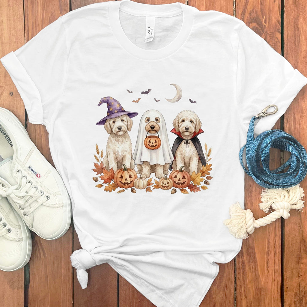 Maltipoo Halloween Crew T-Shirt in White / S by Puppy Jo