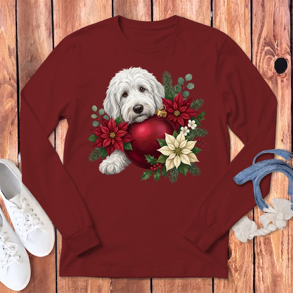 Maltipoo Holiday Cheer Long Sleeve T-Shirt in Cardinal / S by Puppy Jo