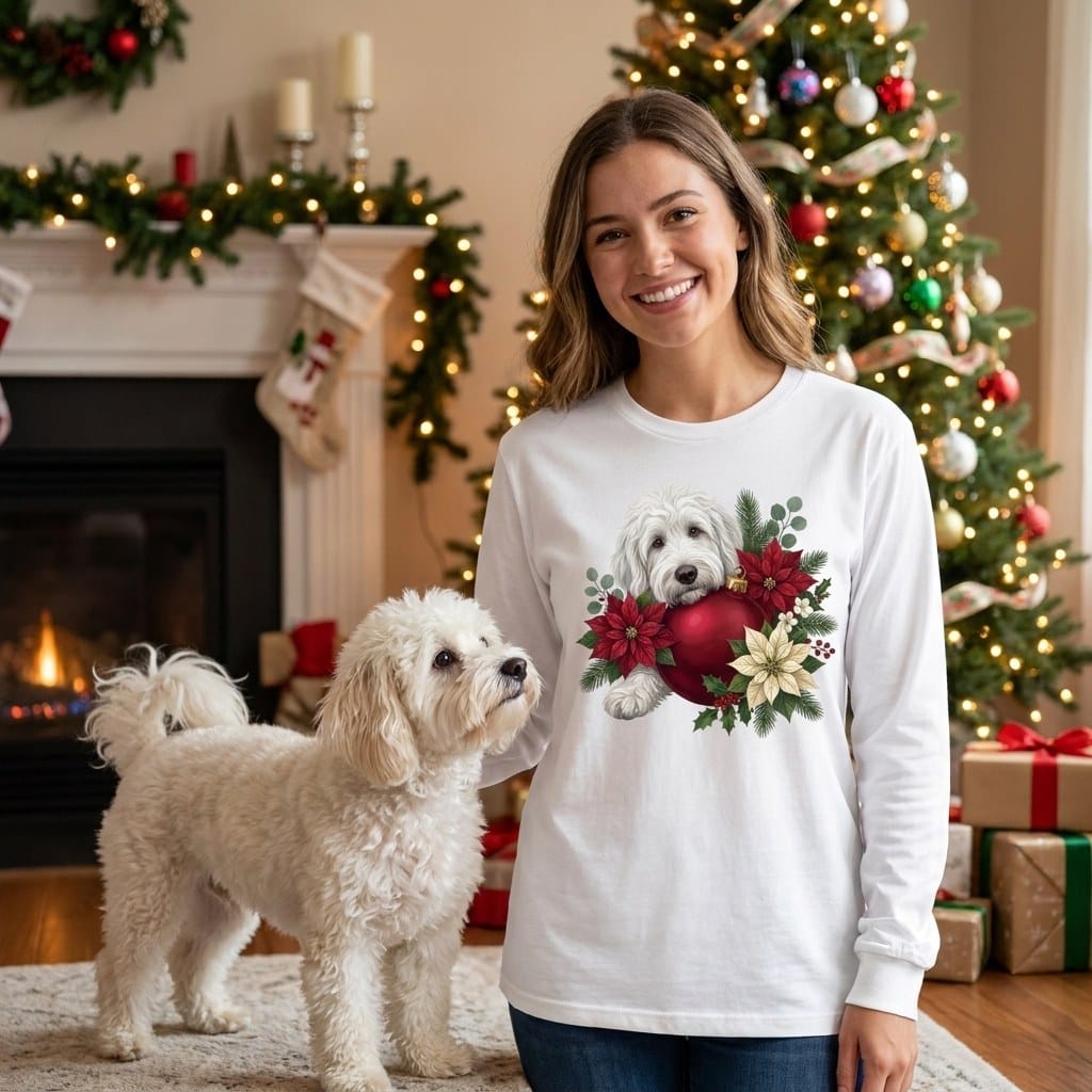 Maltipoo Holiday Cheer Long Sleeve T-Shirt in by Puppy Jo