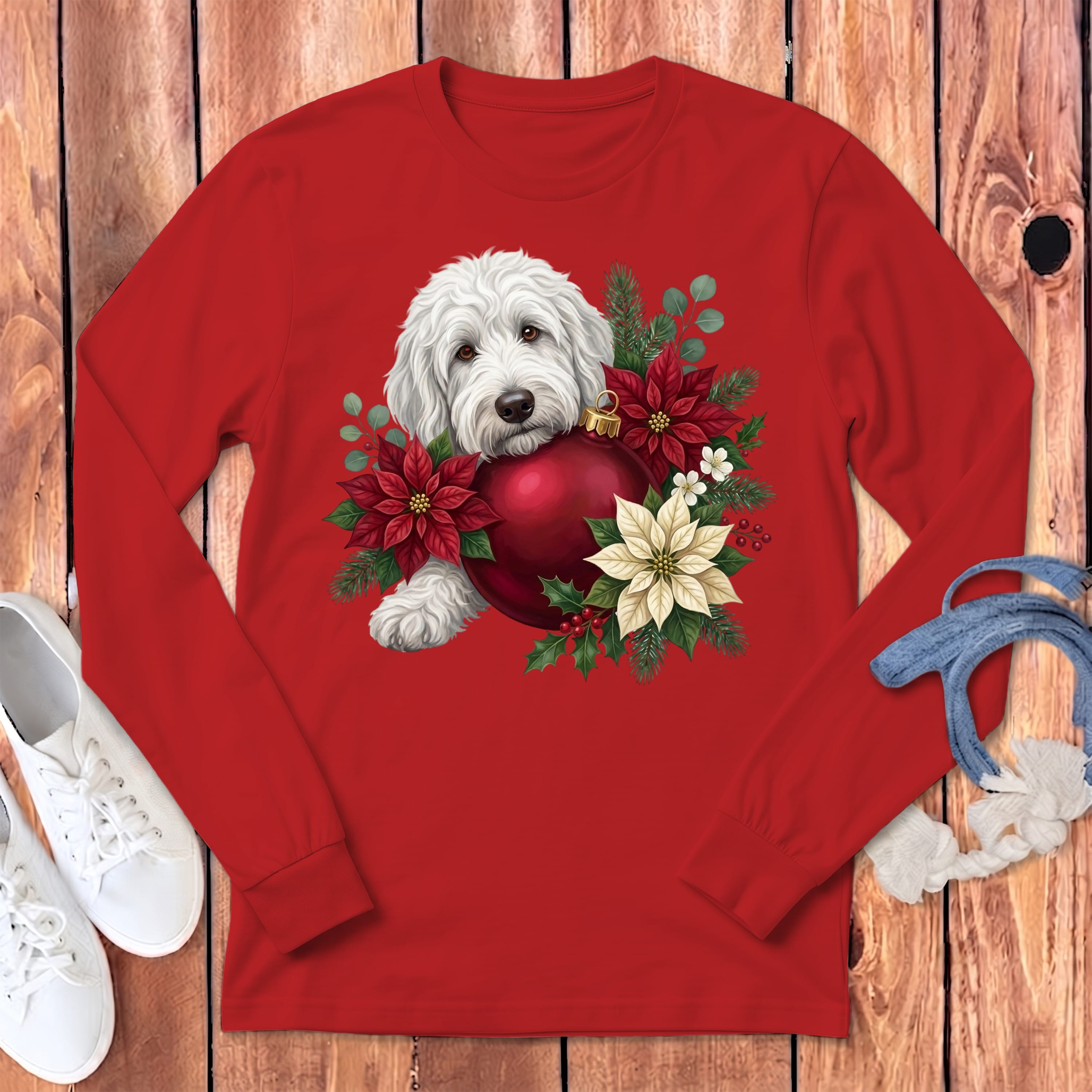 Maltipoo Holiday Cheer Long Sleeve T-Shirt in Red / S by Puppy Jo