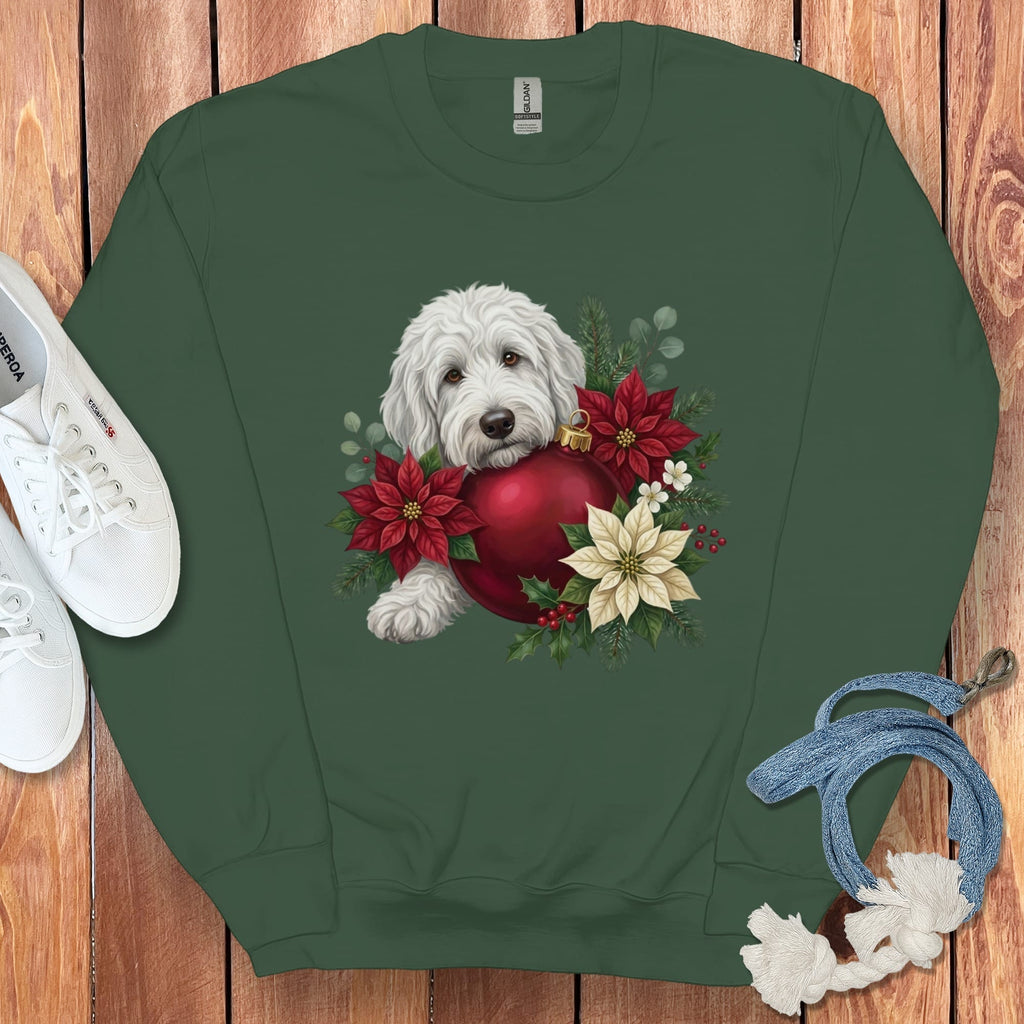 Maltipoo Holiday Cheer Sweatshirt in Forest Green / S by Puppy Jo