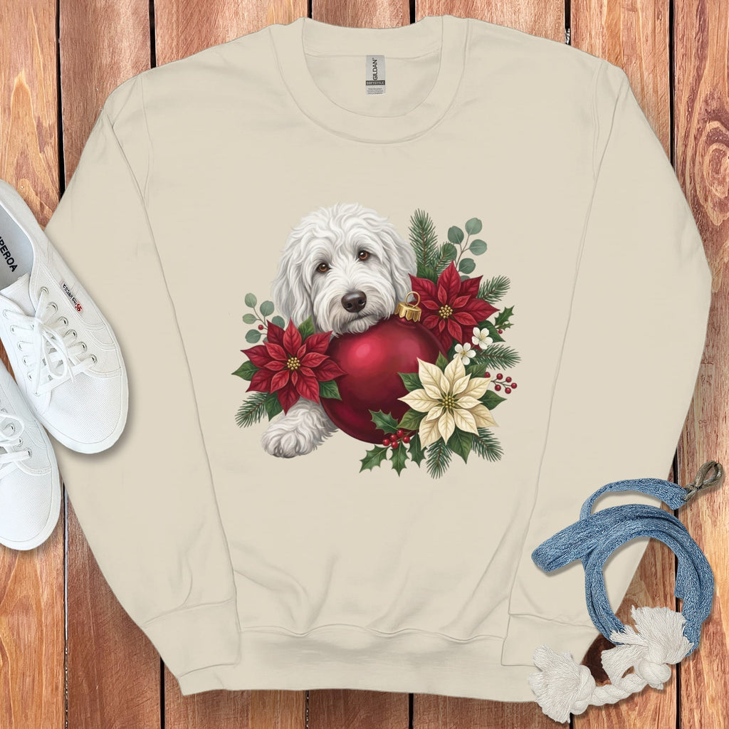 Maltipoo Holiday Cheer Sweatshirt in Sand / S by Puppy Jo
