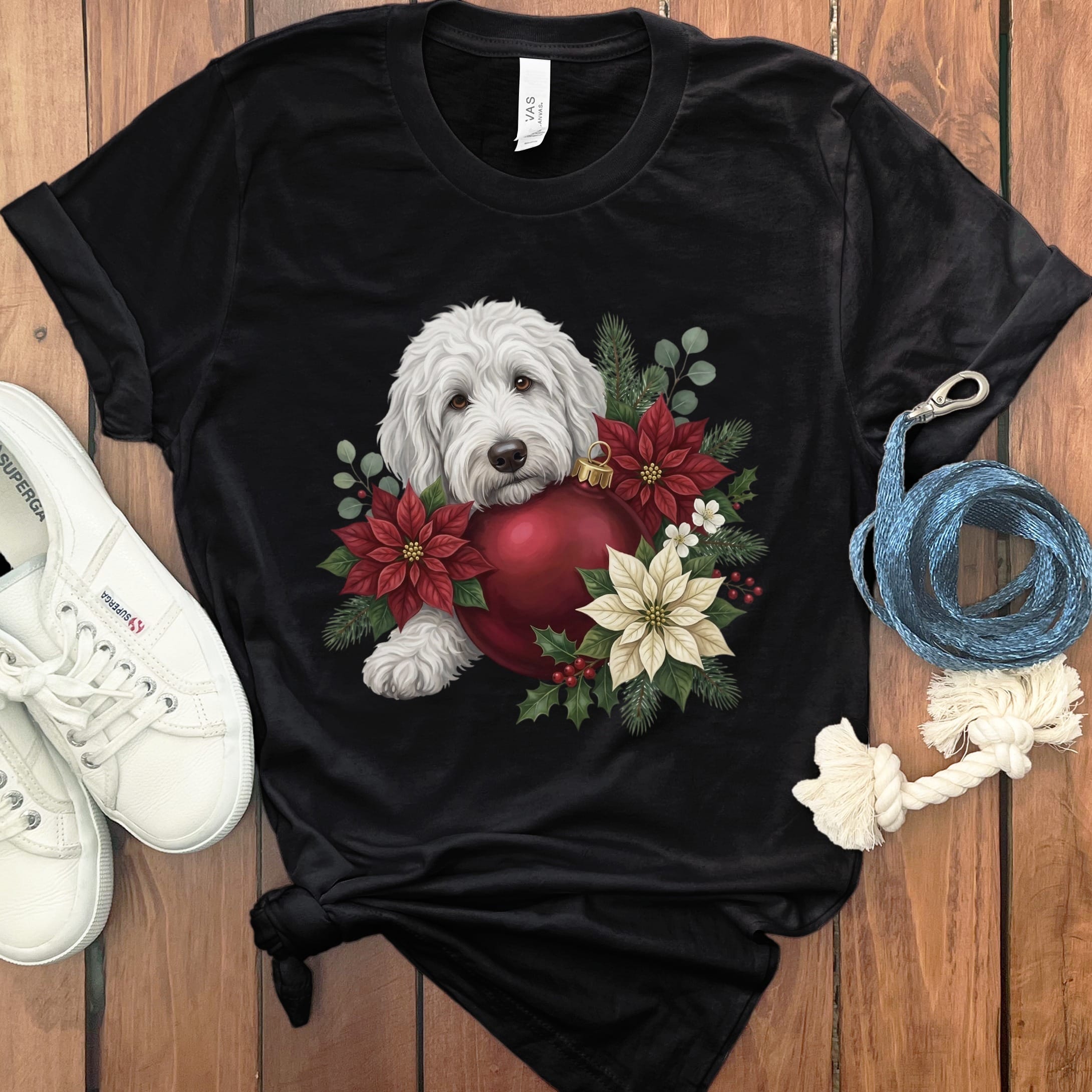 Maltipoo Holiday Cheer T-Shirt in Black / S by Puppy Jo