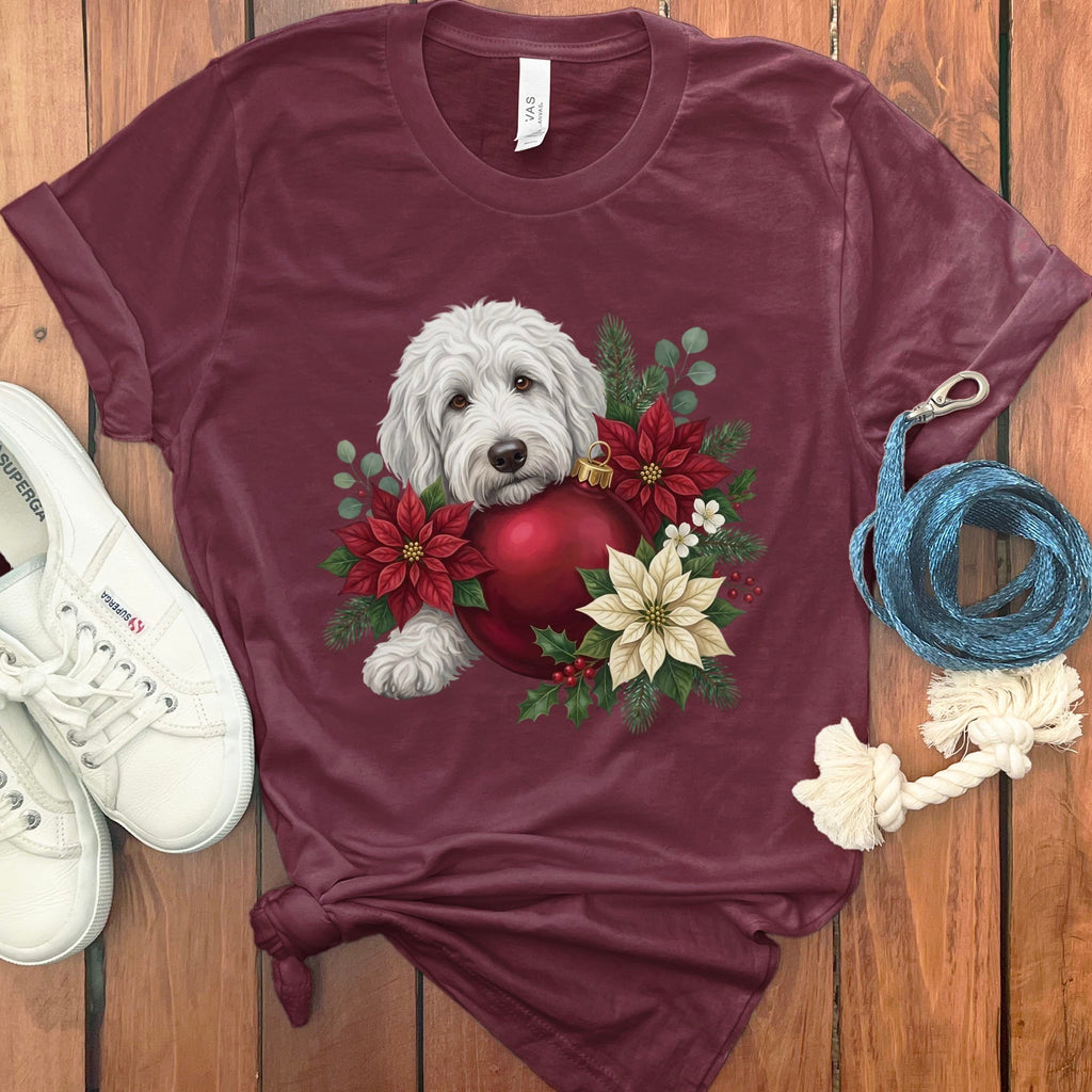 Maltipoo Holiday Cheer T-Shirt in Maroon / S by Puppy Jo
