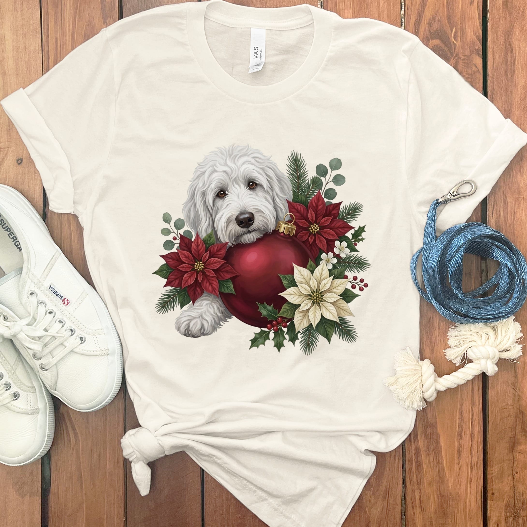 Maltipoo Holiday Cheer T-Shirt in Natural / S by Puppy Jo