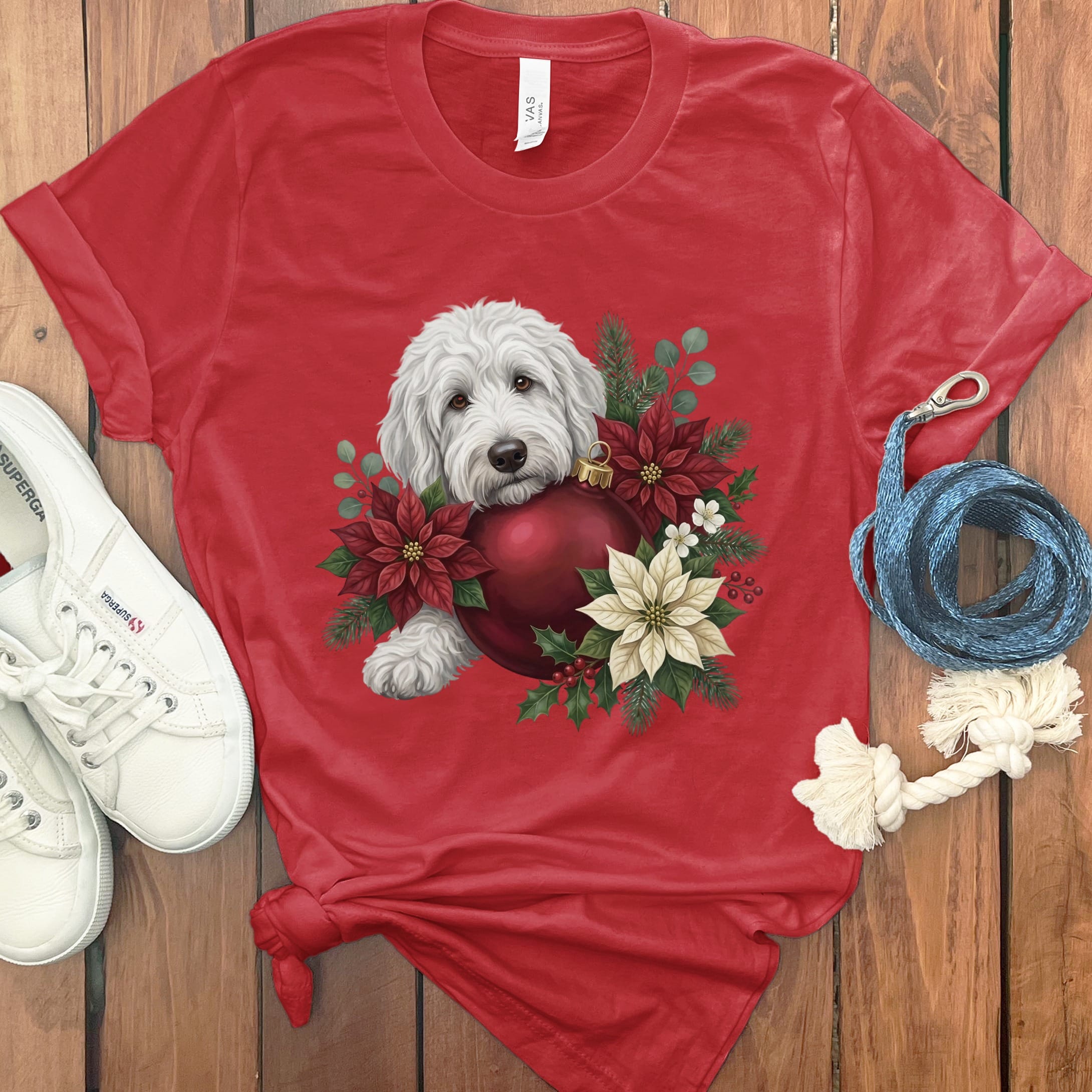 Maltipoo Holiday Cheer T-Shirt in Red / S by Puppy Jo