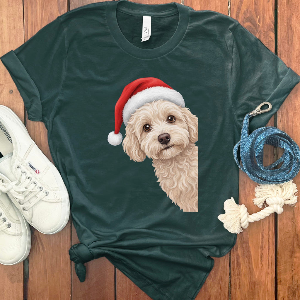 Maltipoo Holiday Santa T-Shirt in Forest / S by Puppy Jo