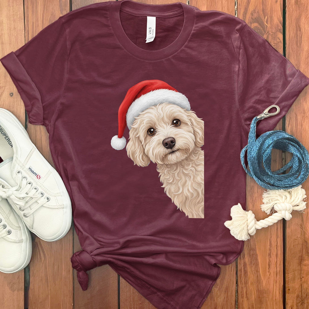 Maltipoo Holiday Santa T-Shirt in Maroon / S by Puppy Jo