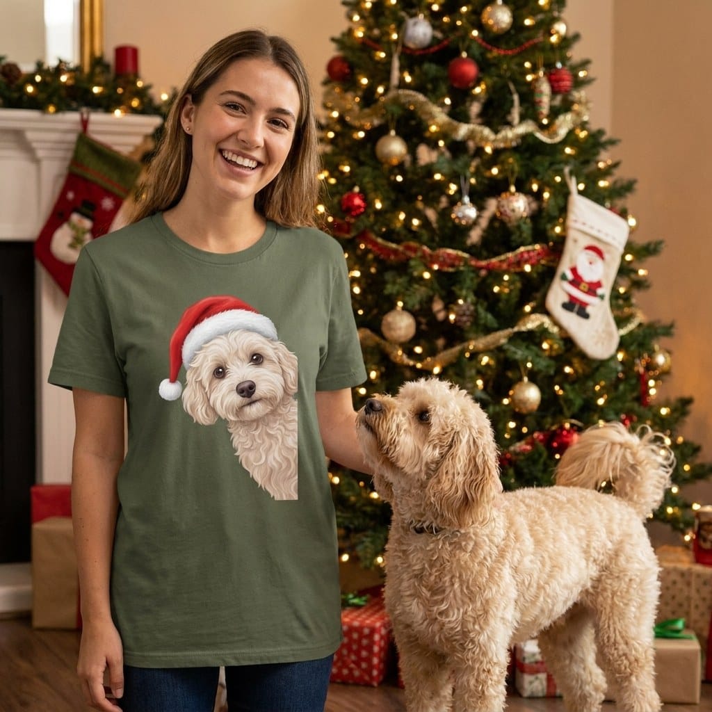 Maltipoo Holiday Santa T-Shirt in by Puppy Jo