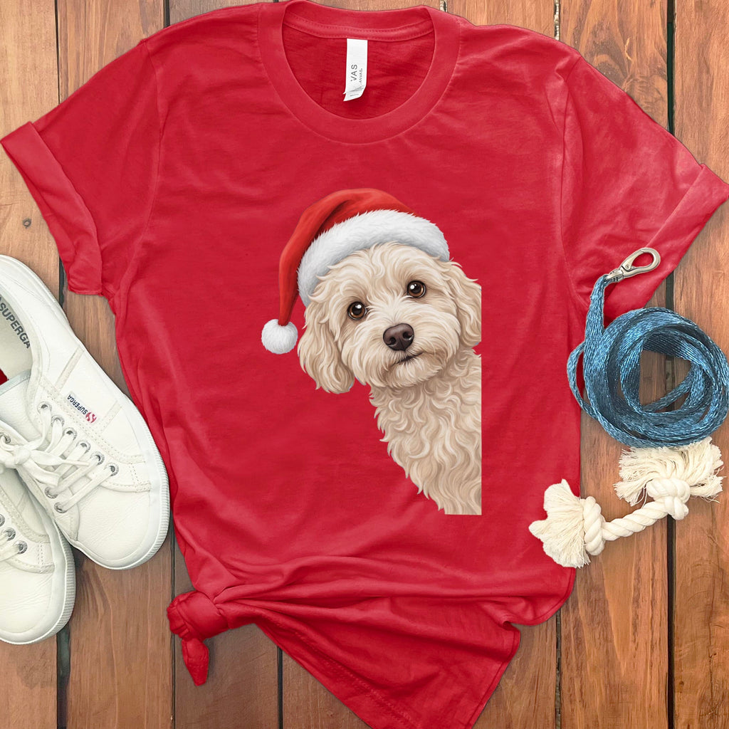 Maltipoo Holiday Santa T-Shirt in Red / S by Puppy Jo