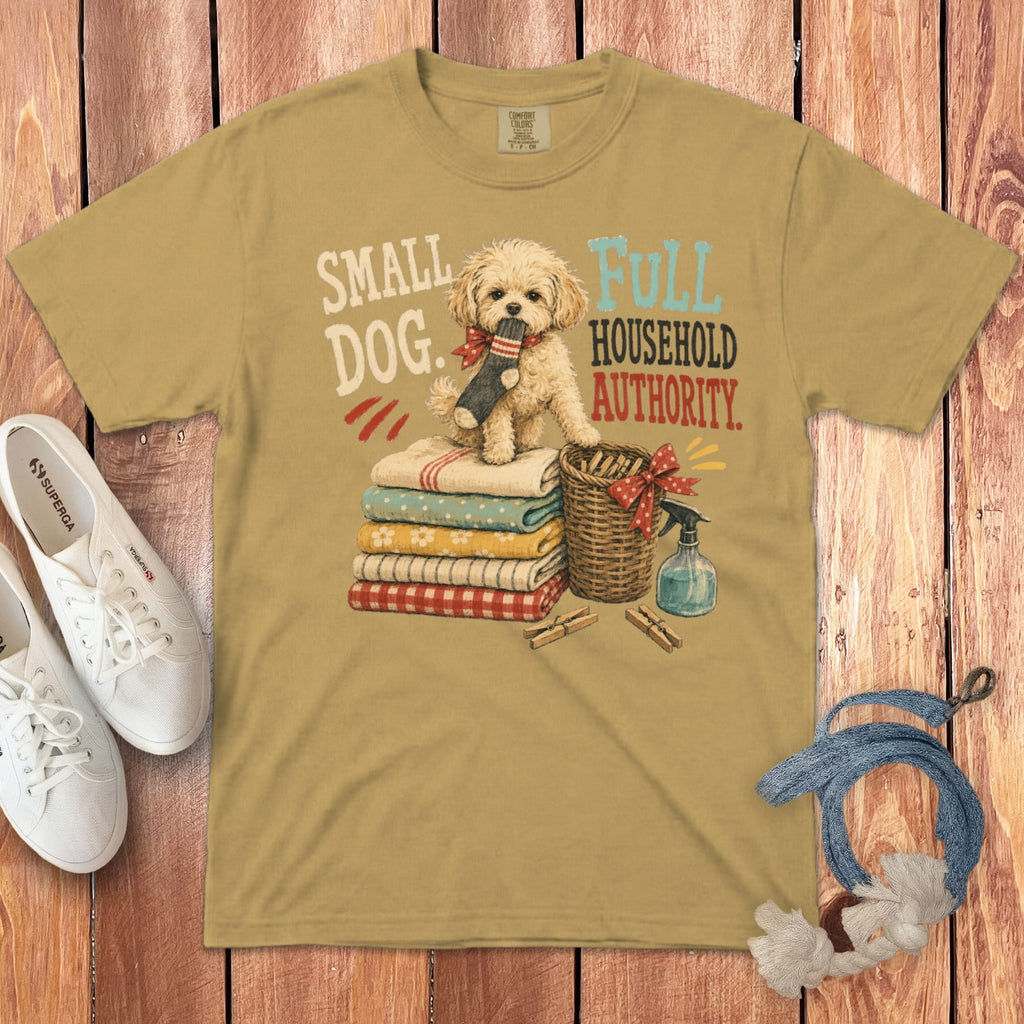 Maltipoo Household Authority Signature T-Shirt in Mustard / S by Puppy Jo