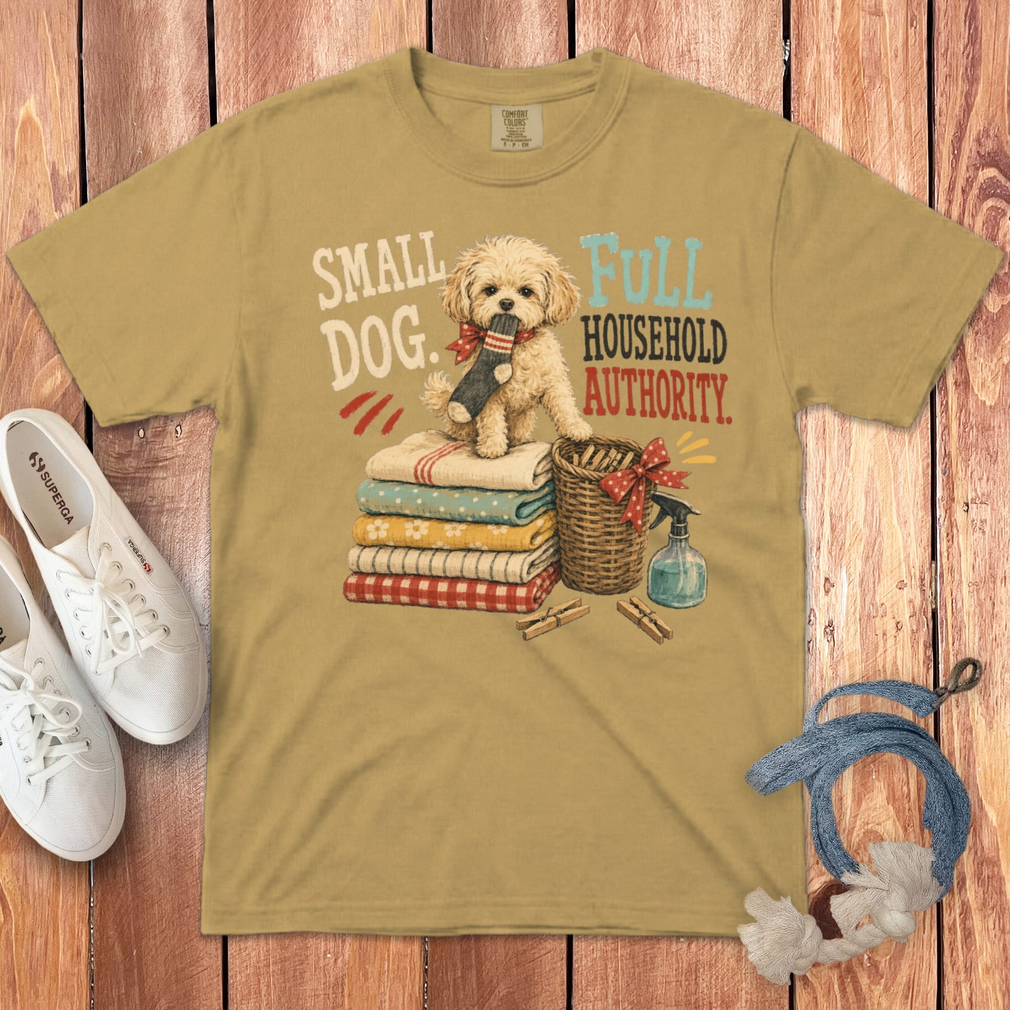 Maltipoo Household Authority Signature T-Shirt in Mustard / S by Puppy Jo
