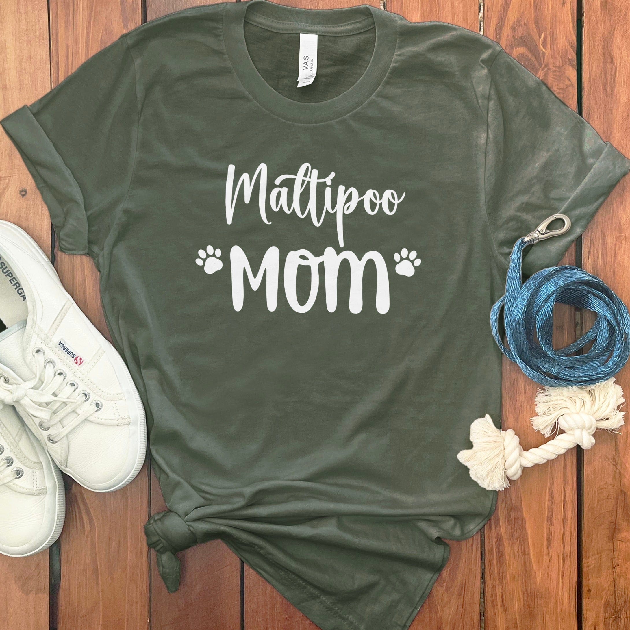 Maltipoo Mom T-Shirt in Military Green / S by Puppy Jo