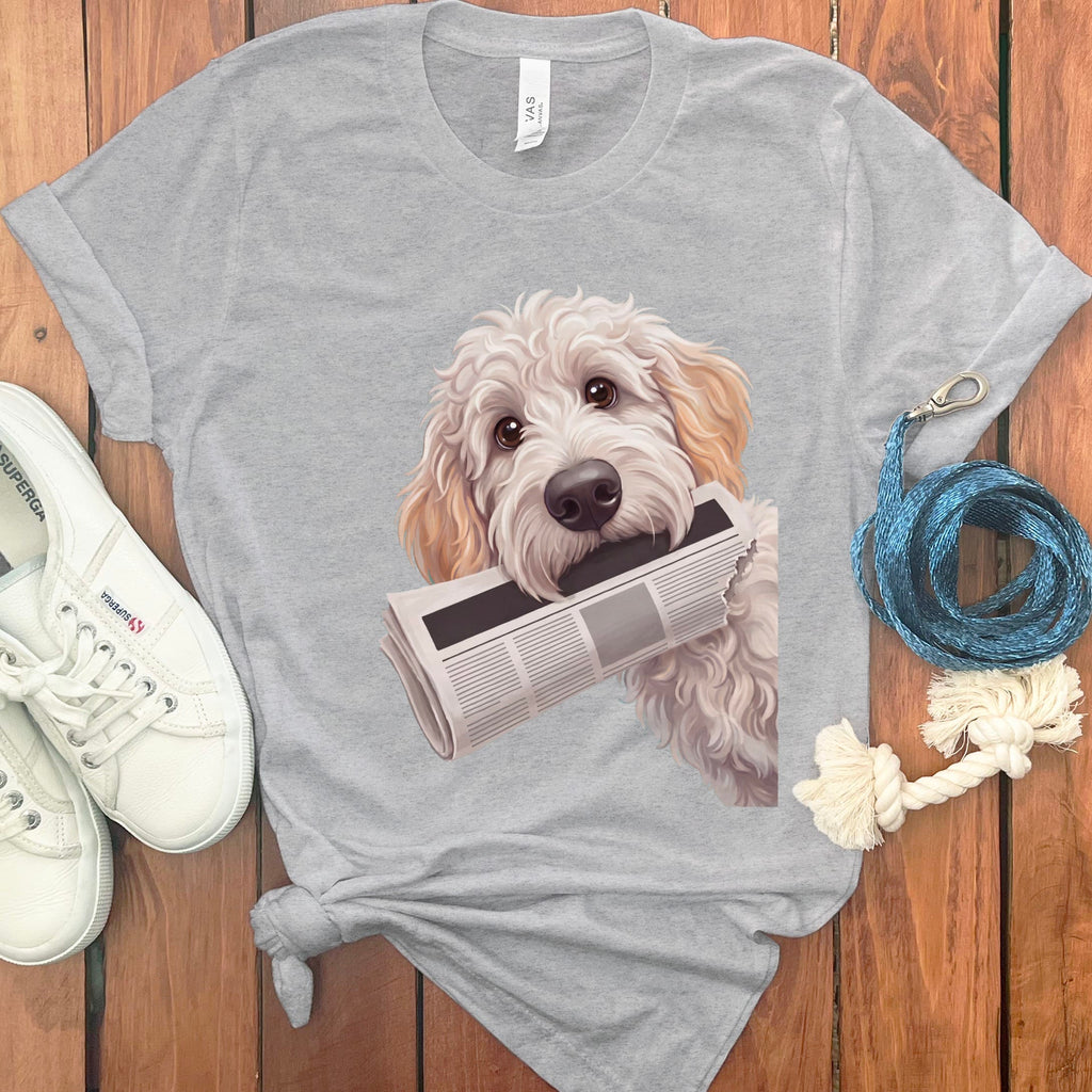 Maltipoo Newspaper T-Shirt in Athletic Heather / S by Puppy Jo