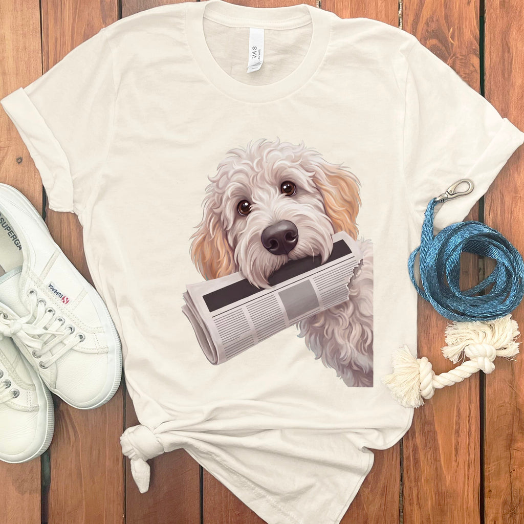 Maltipoo Newspaper T-Shirt in Natural / S by Puppy Jo
