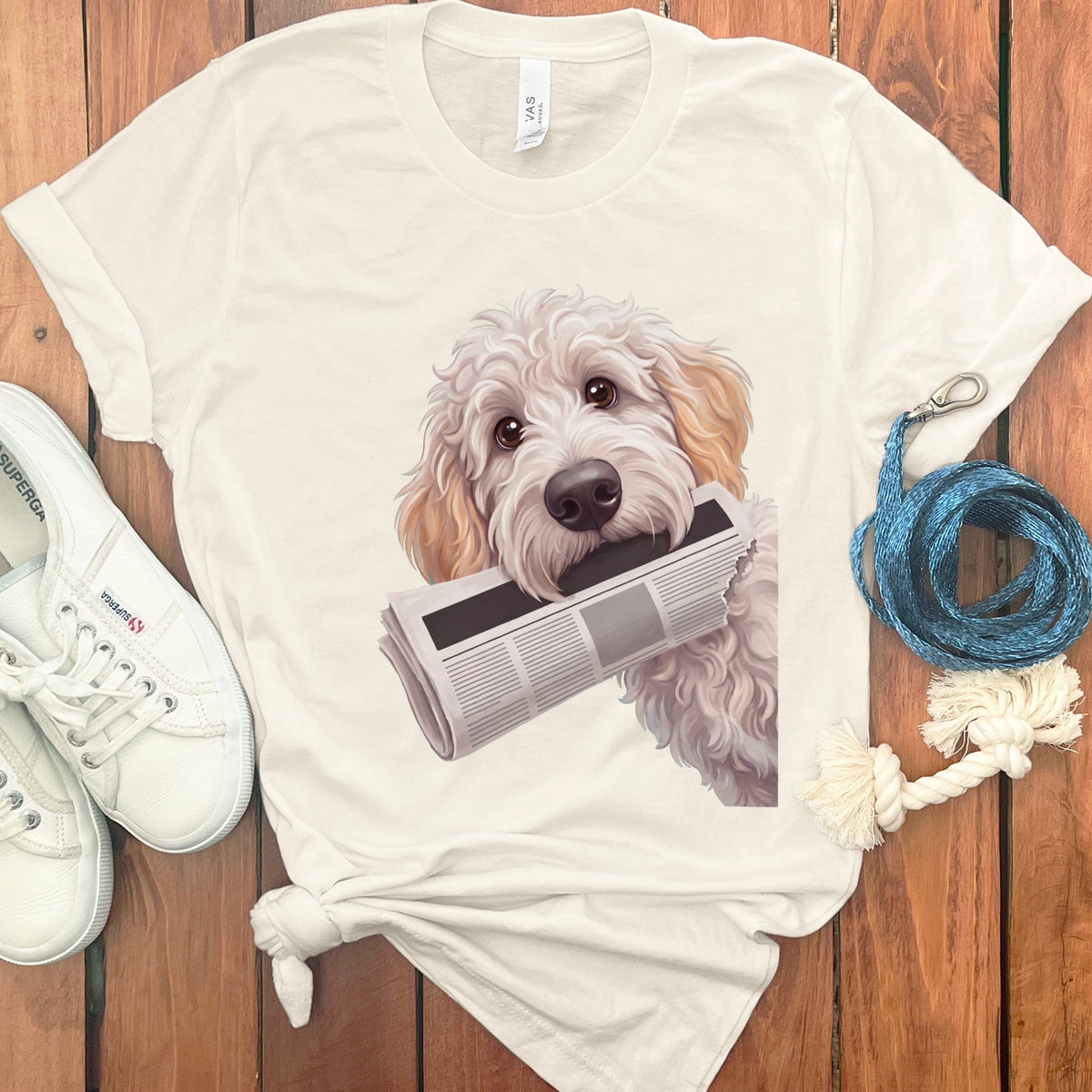 Maltipoo Newspaper T-Shirt in Natural / S by Puppy Jo